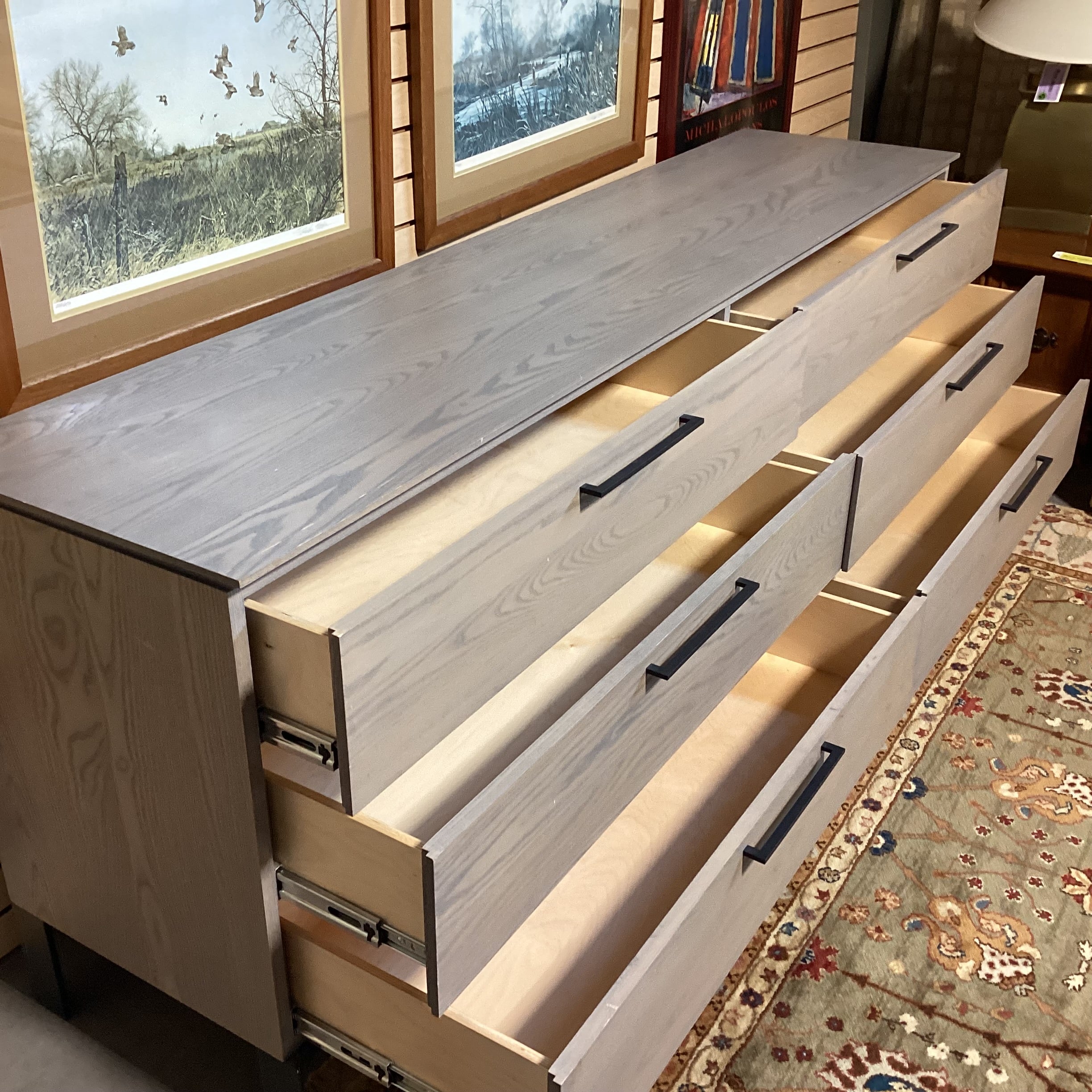 Room & Board Ash Grey Washed Wood & Metal 6 Drawer Dresser 84"x 20.5"x 32.5"
