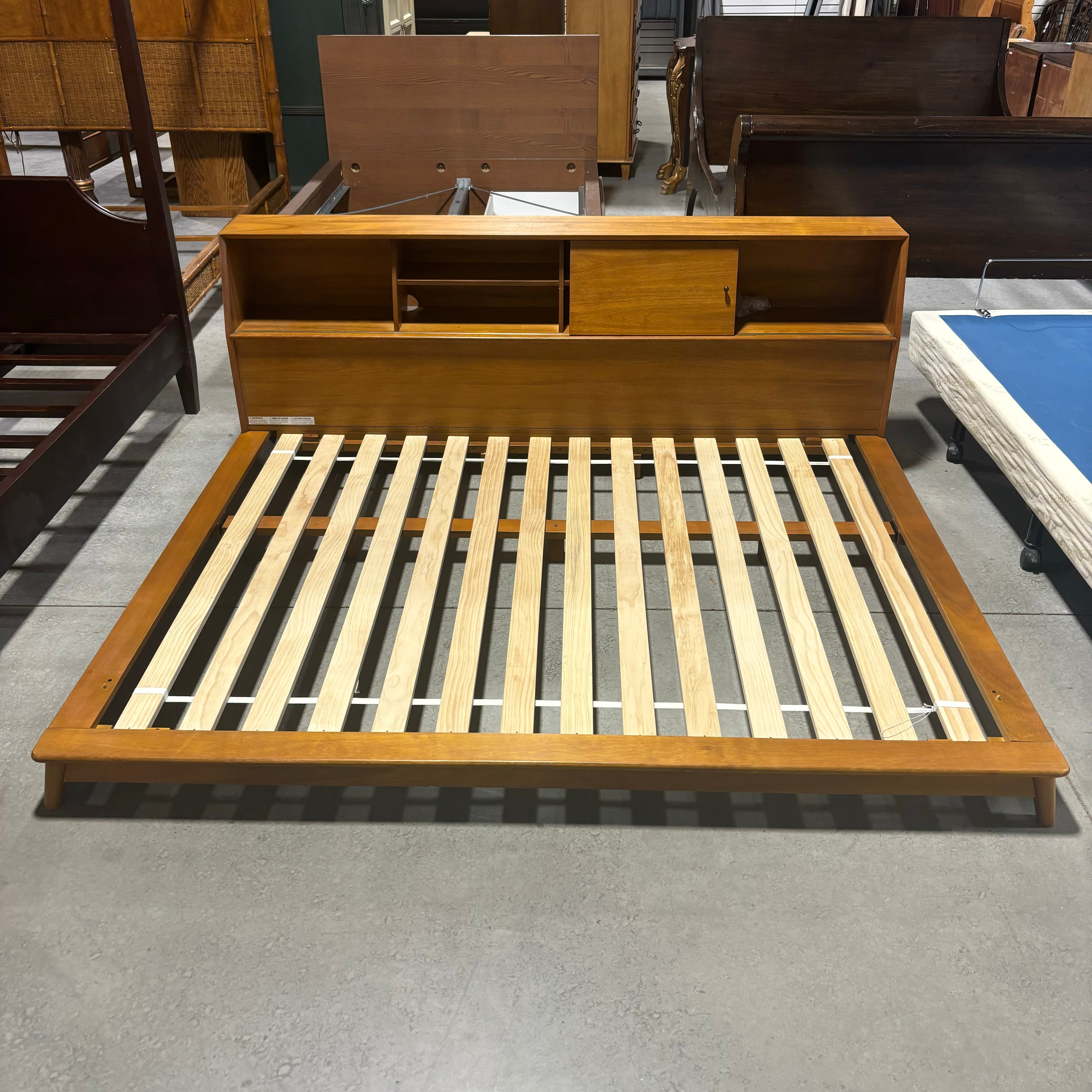 QUEEN William Sonoma Light Finish Wood with Storage Cubbies Day Bed 82"x 74"x 30"