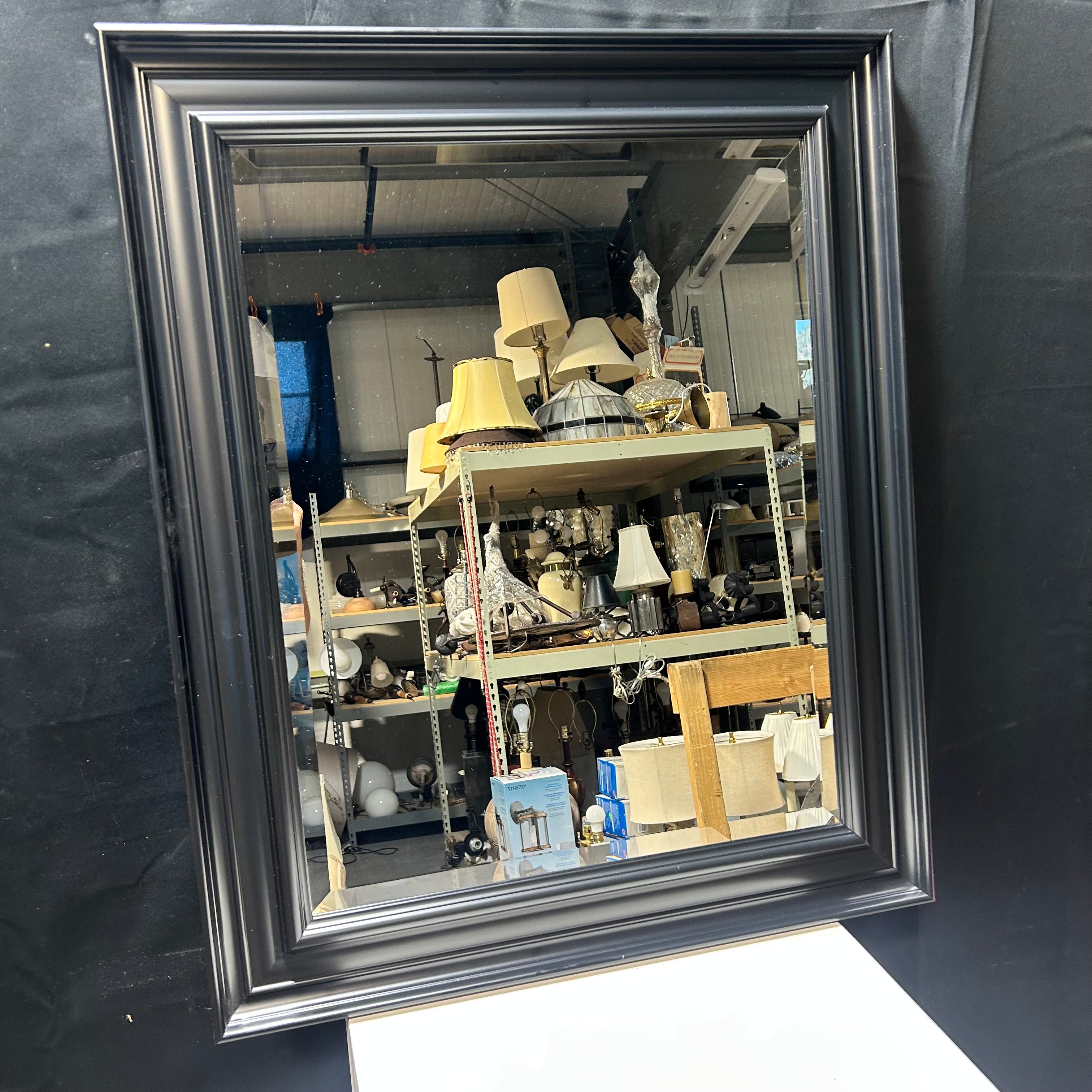 Black Wood Framed Beveled Mirror 29"x 35"