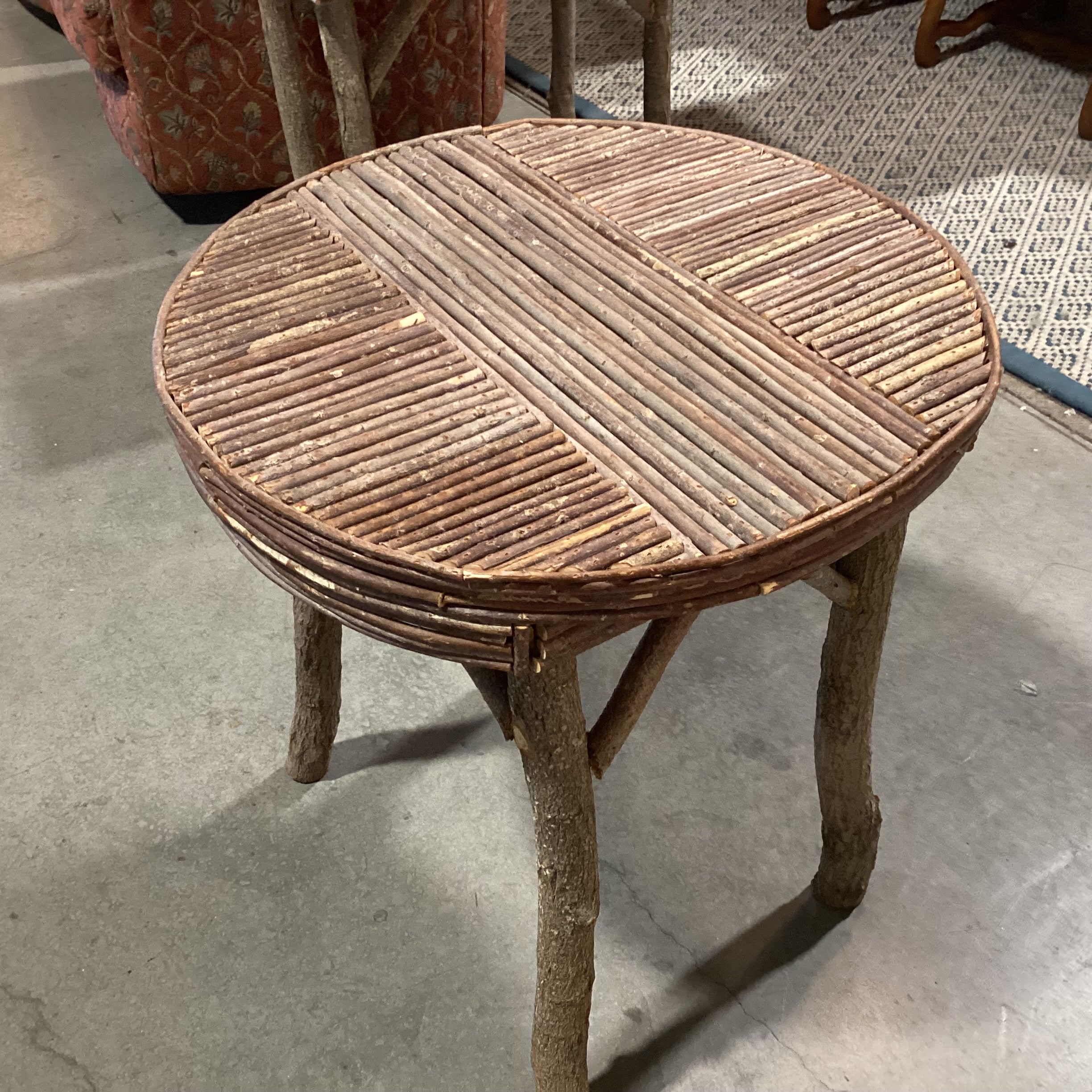 Round Log & Branch Rustic Accent Table  24.5" Diameter x 26.5"