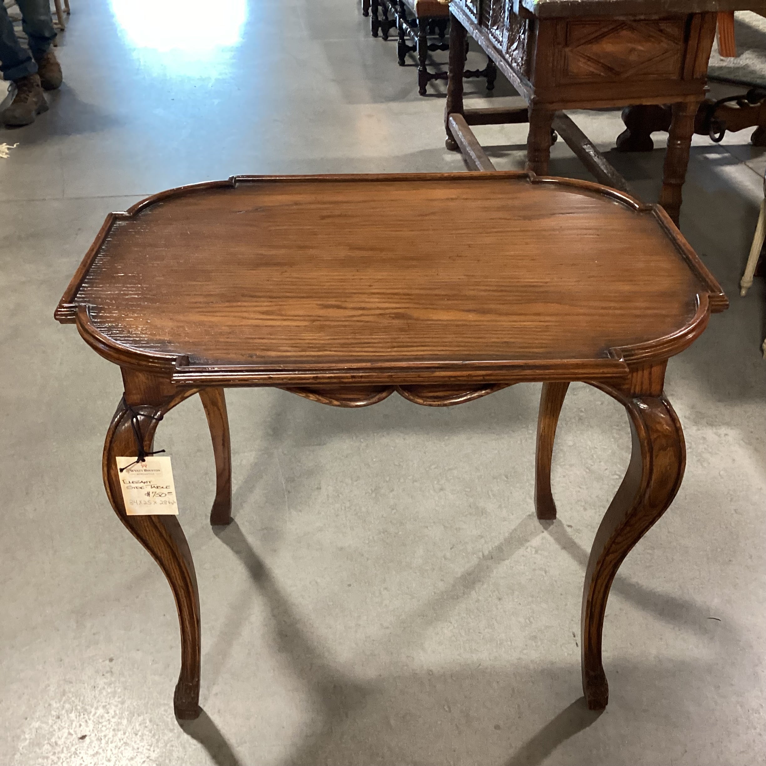 Ornate Carved Finished Wood Accent Table 35"x 26"x 28.5"