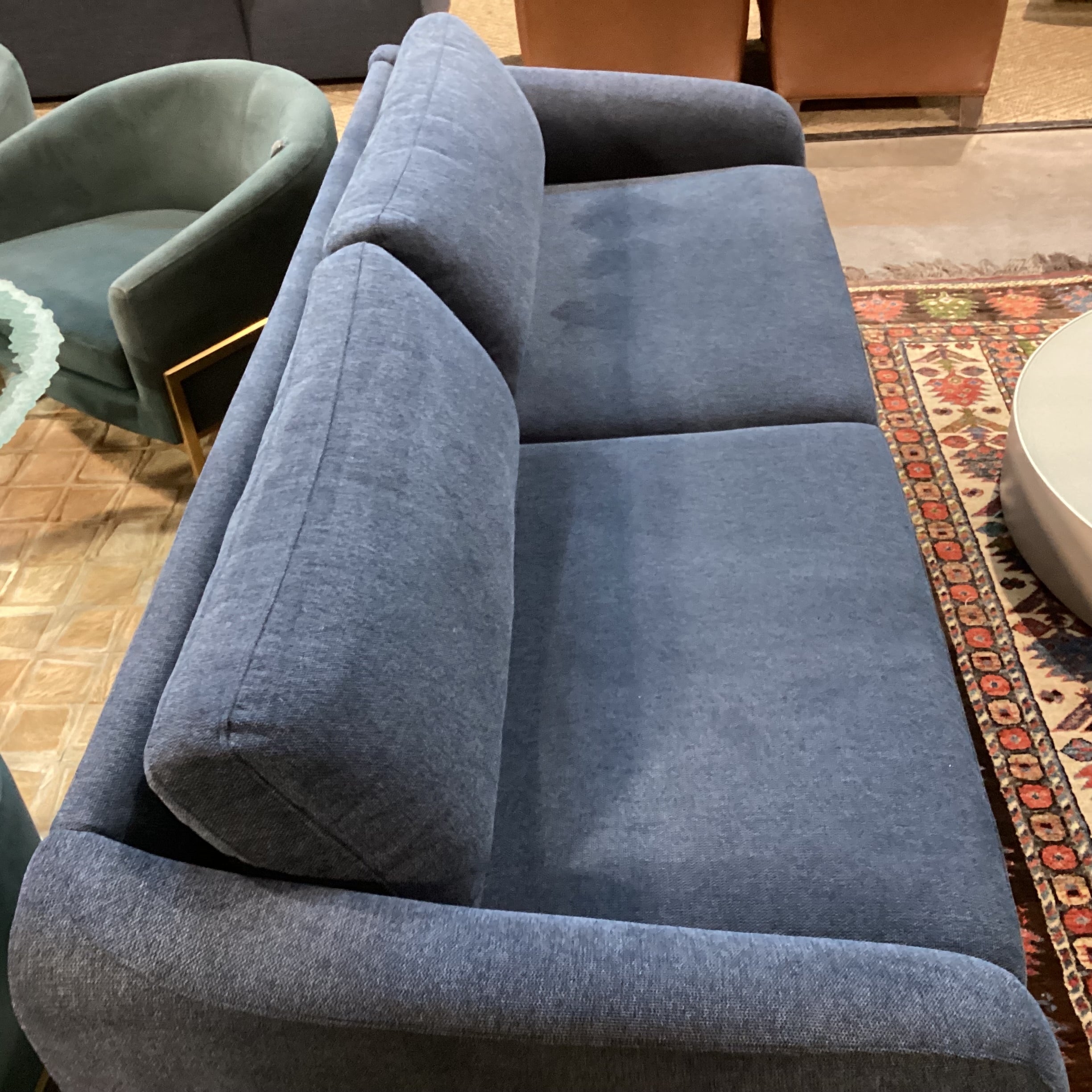 Falkon Furniture Mid Century Style Royal Blue Woven Sofa 86"x 35"x 28"