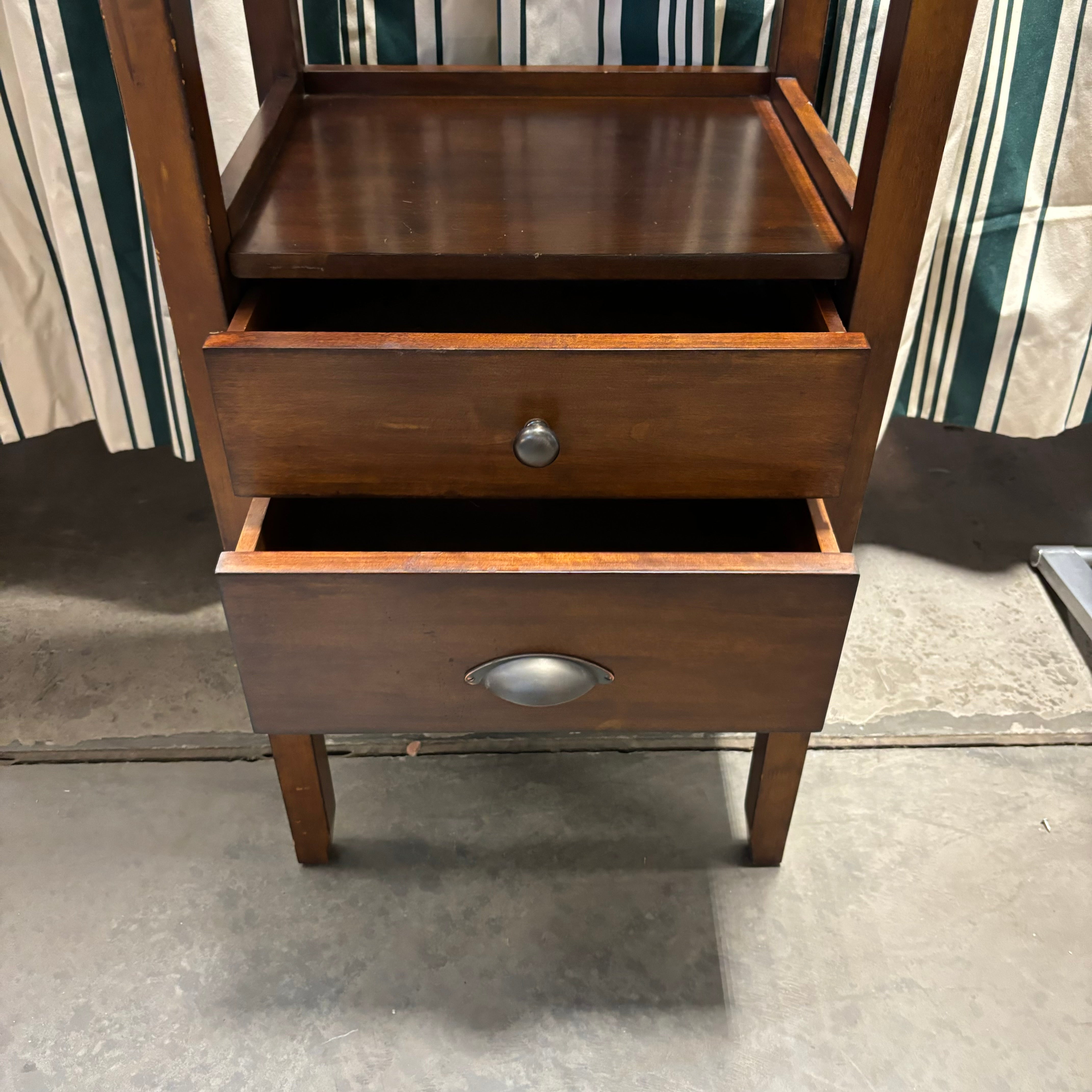 Mission Style Solid Wood 3 Tiered with 2 Drawers Bookcase 22"x 16"x 66"