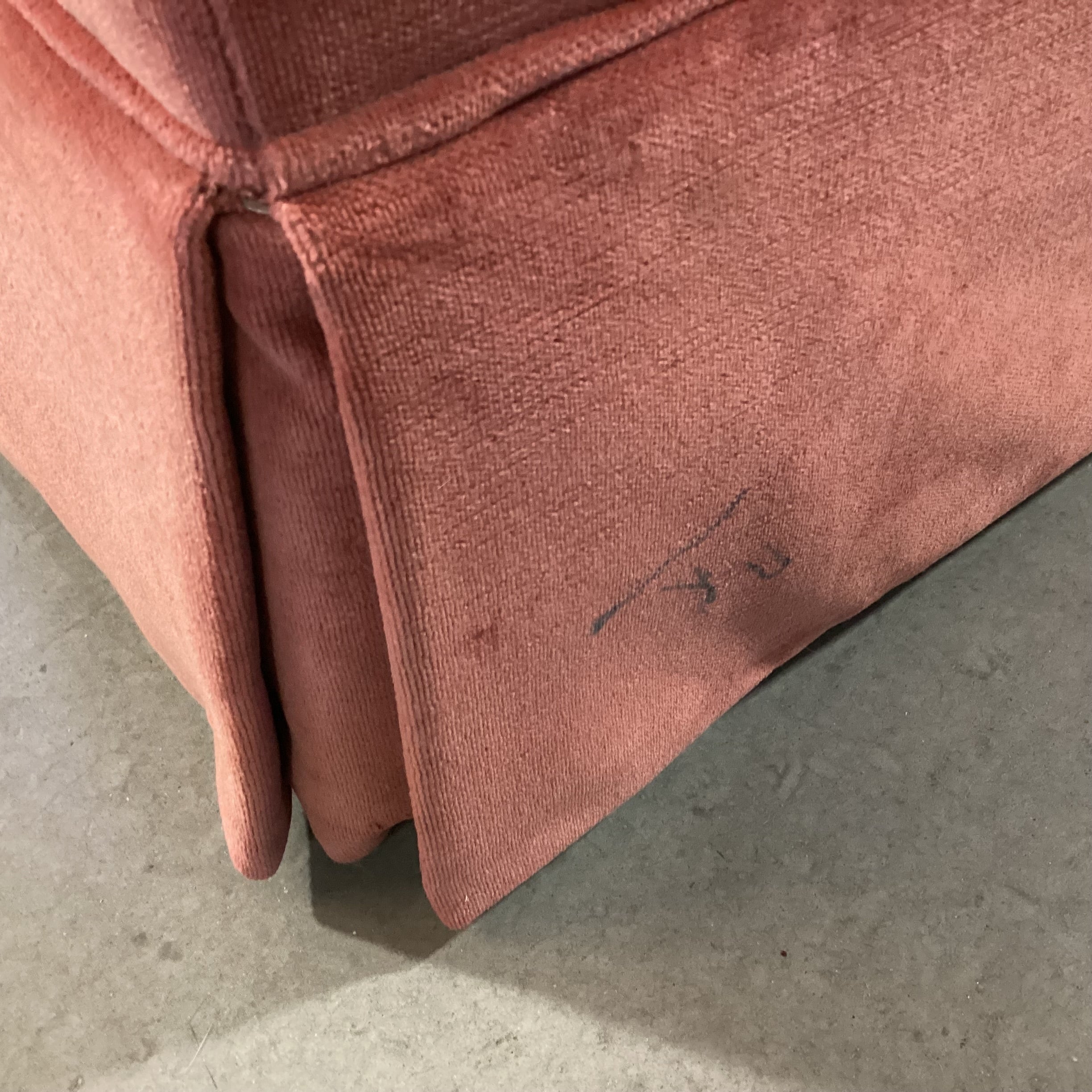 Ethan Allen Salmon Velvet Queen Sleeper Sofa 87"x 39"x 34"