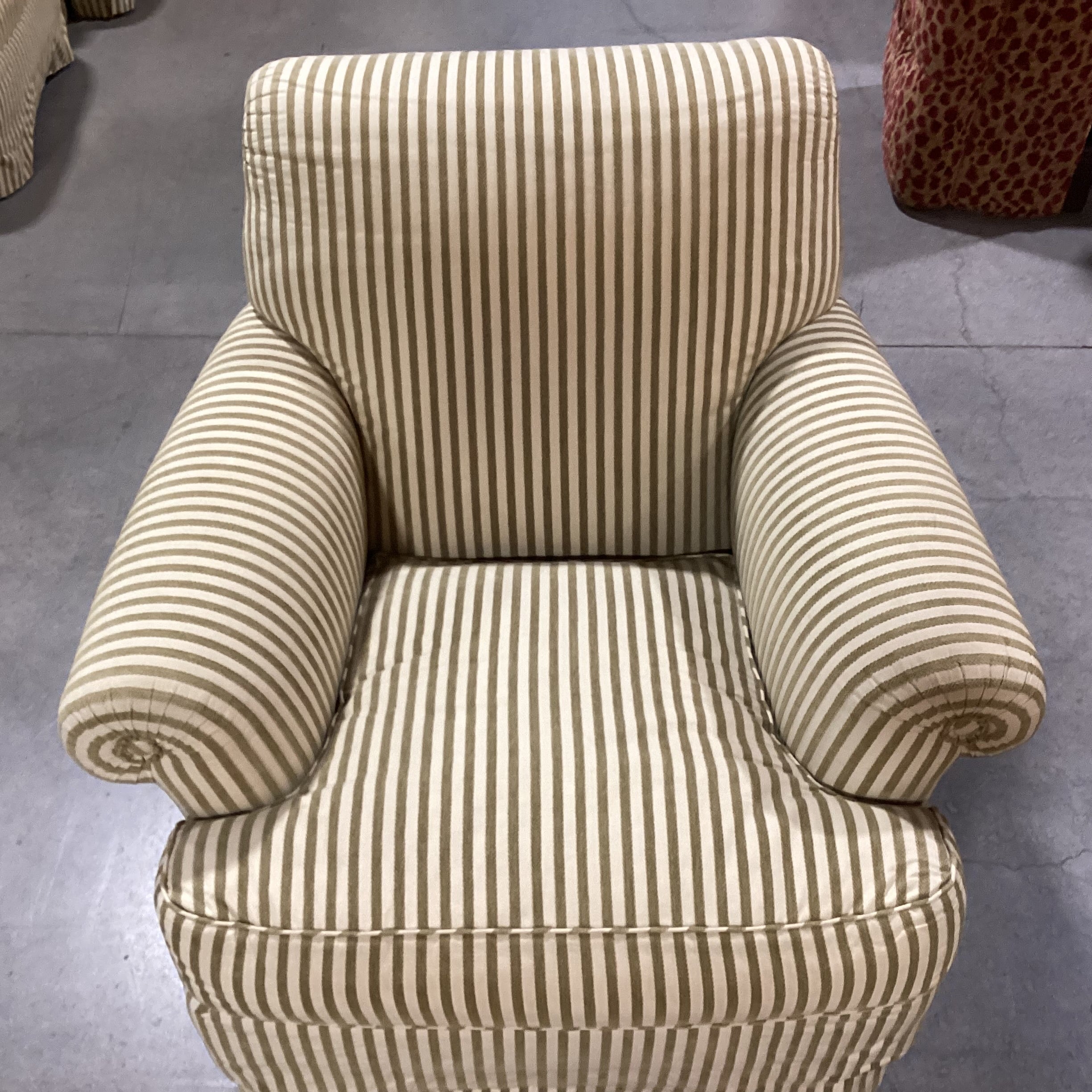 J J Custom Gold & Sage Raised Braided Stripe Down Mix Upholstered Chair 40"x 42"x 35"