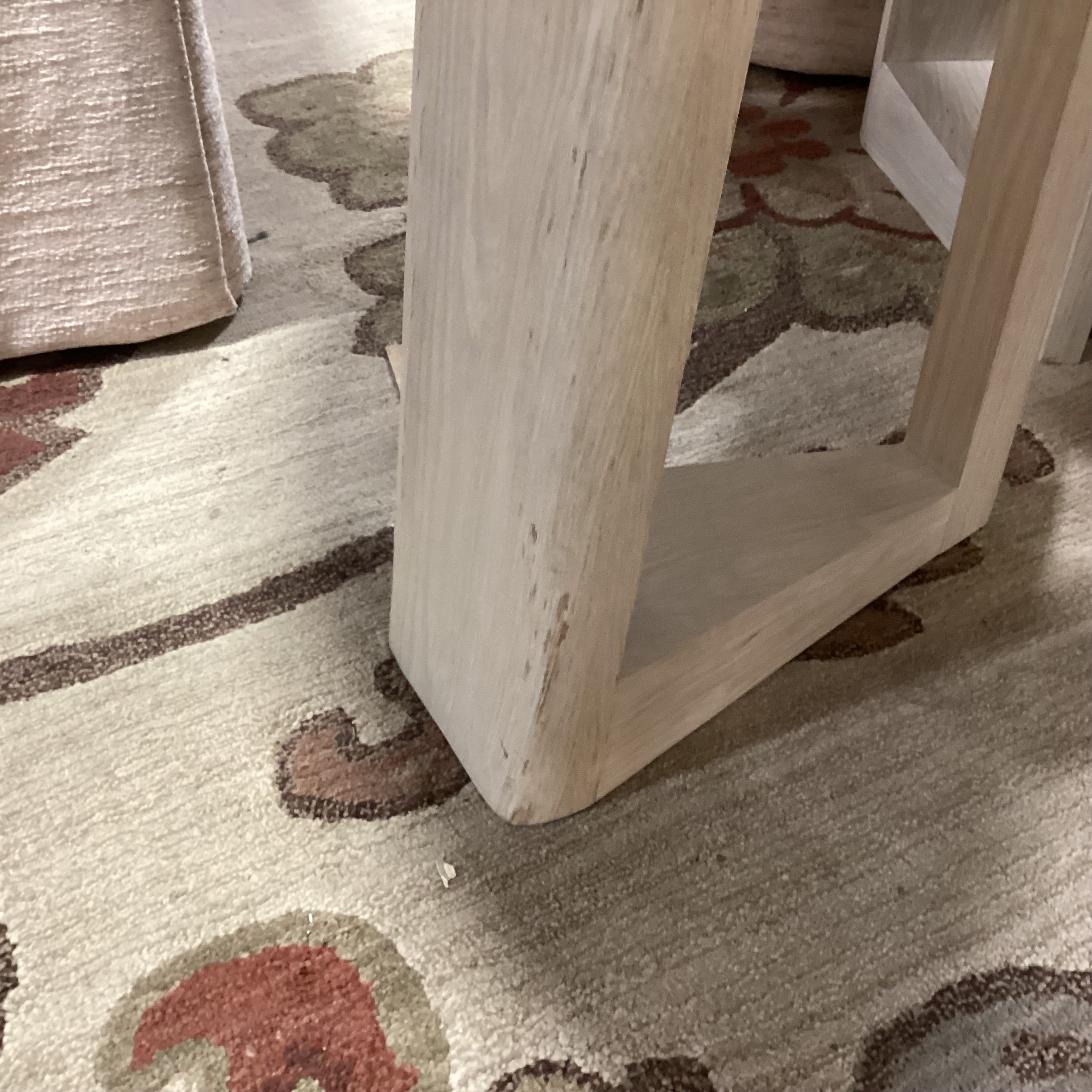 Custom Round Washed Wood & 5 Century Furniture Beige Cream Chenille Woven Slope Arm Chairs Dining Set 60" Diameter x 29"