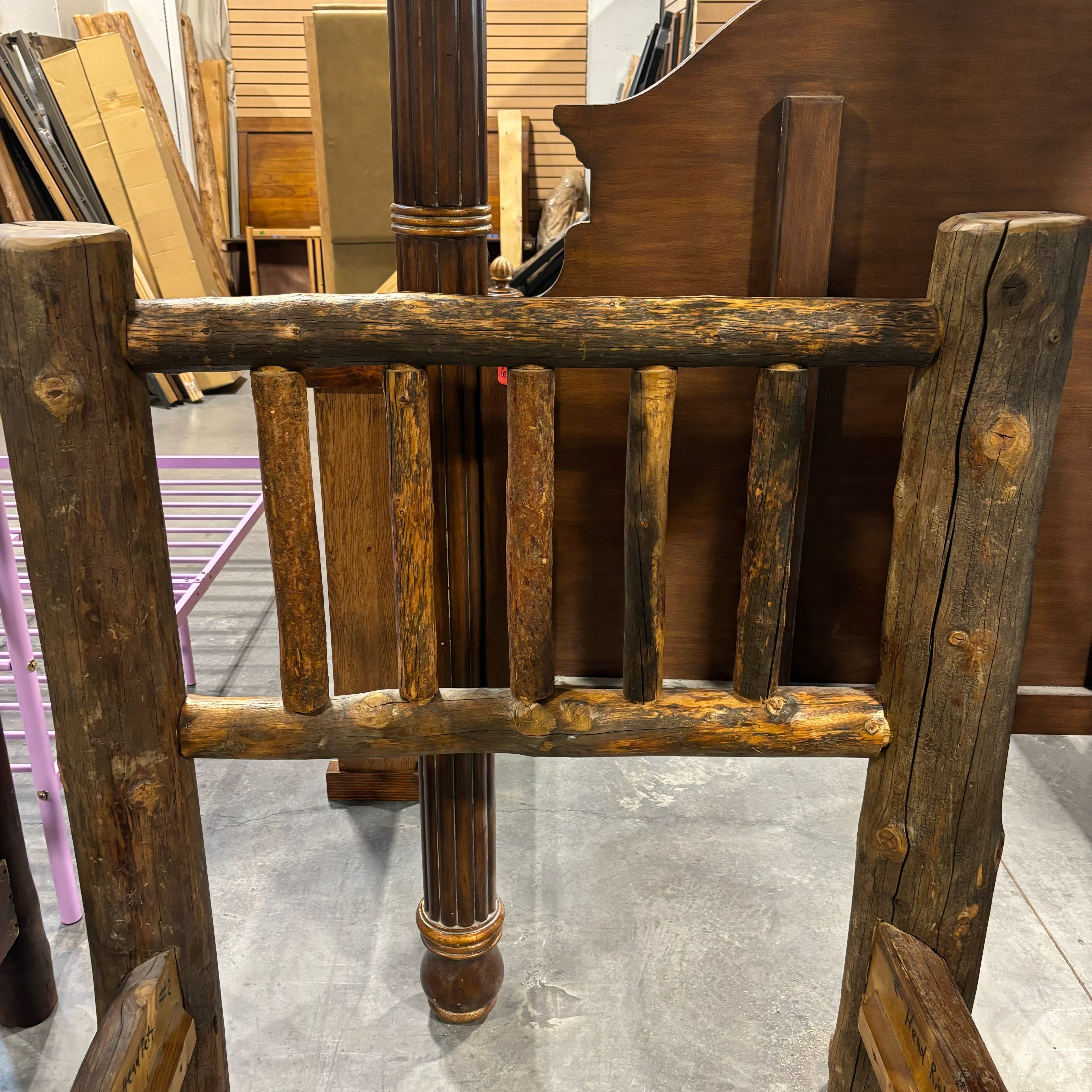 TWIN Rustic Style Raw Log Bed Set 91"x 50"x 54"