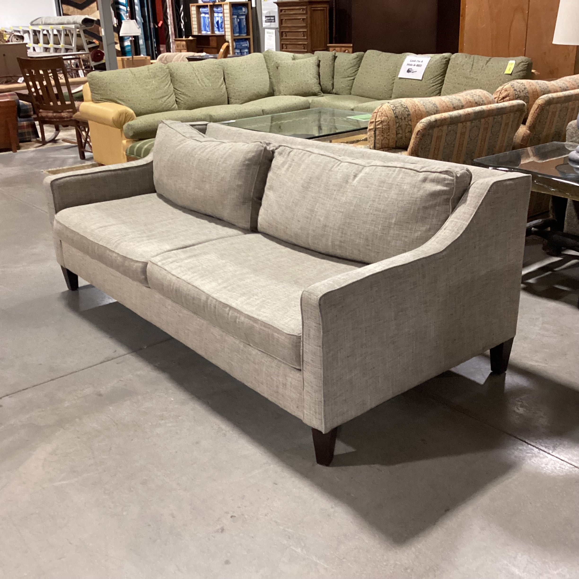 Grey Linen Slope Arm Sofa 86"x 40"x 32"