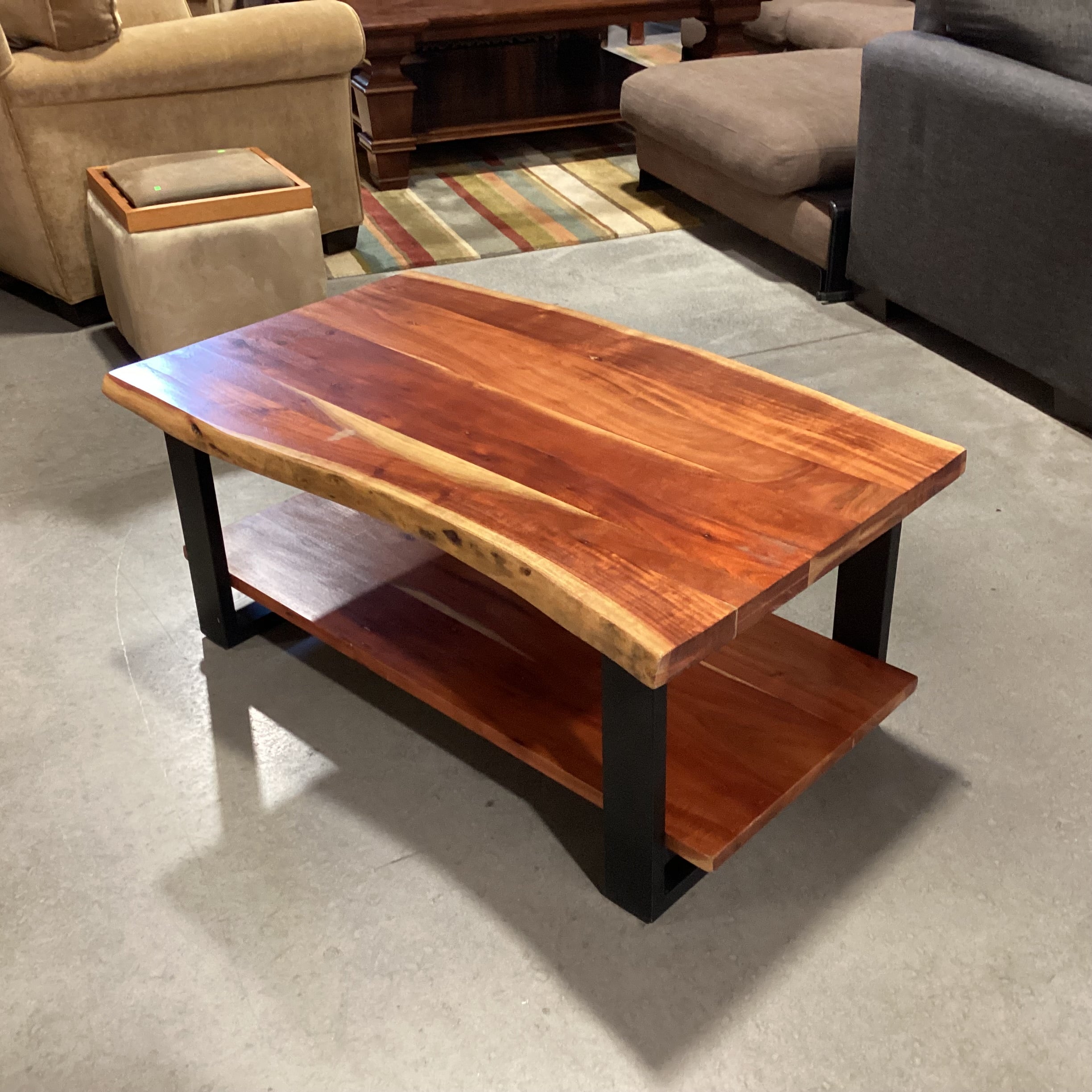 Mountain Modern Acacia Slab & Metal Coffee Table 42"x 25"x 18"