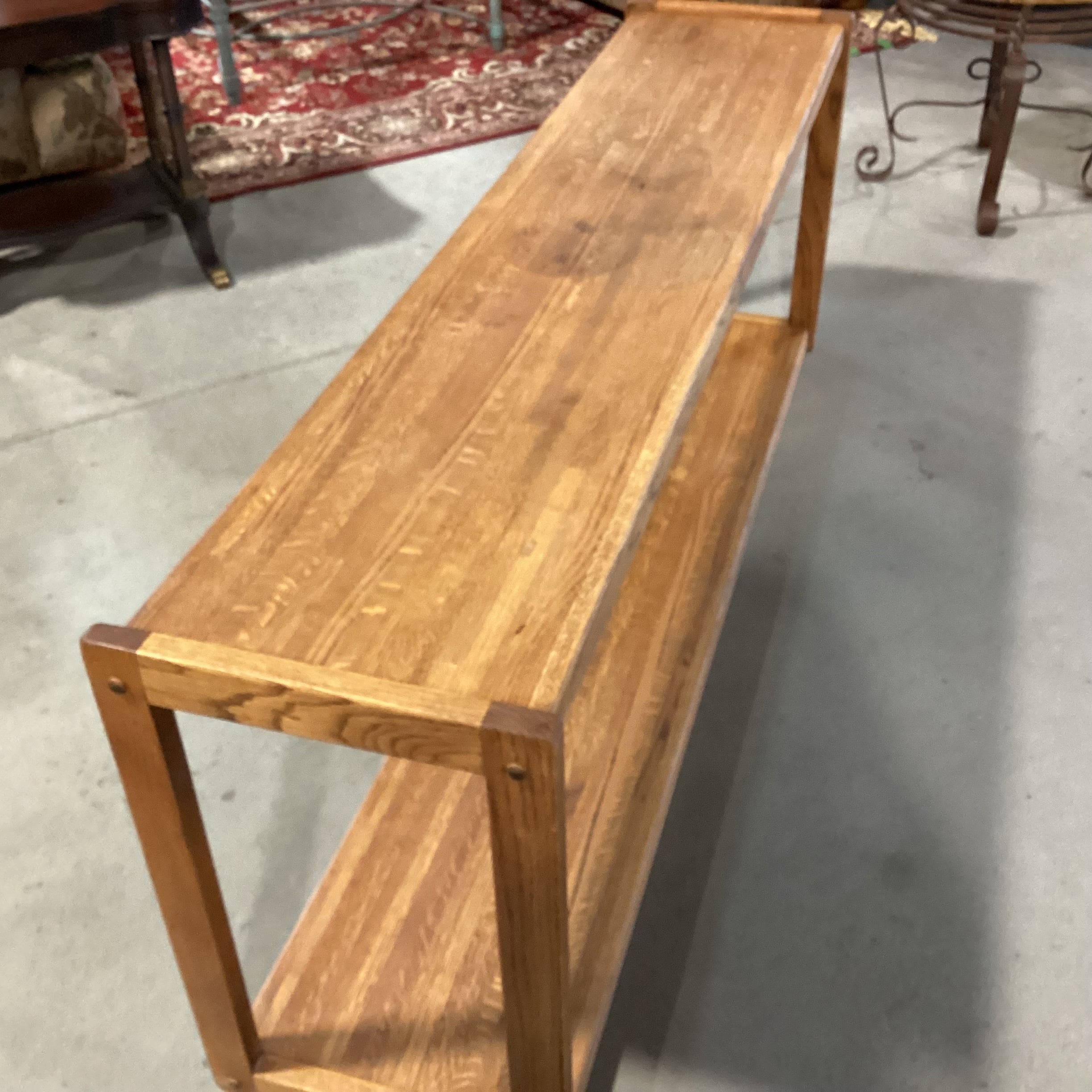 Solid Oak 2 Tiered Console Sofa Table 71.5"x 16"x 26"
