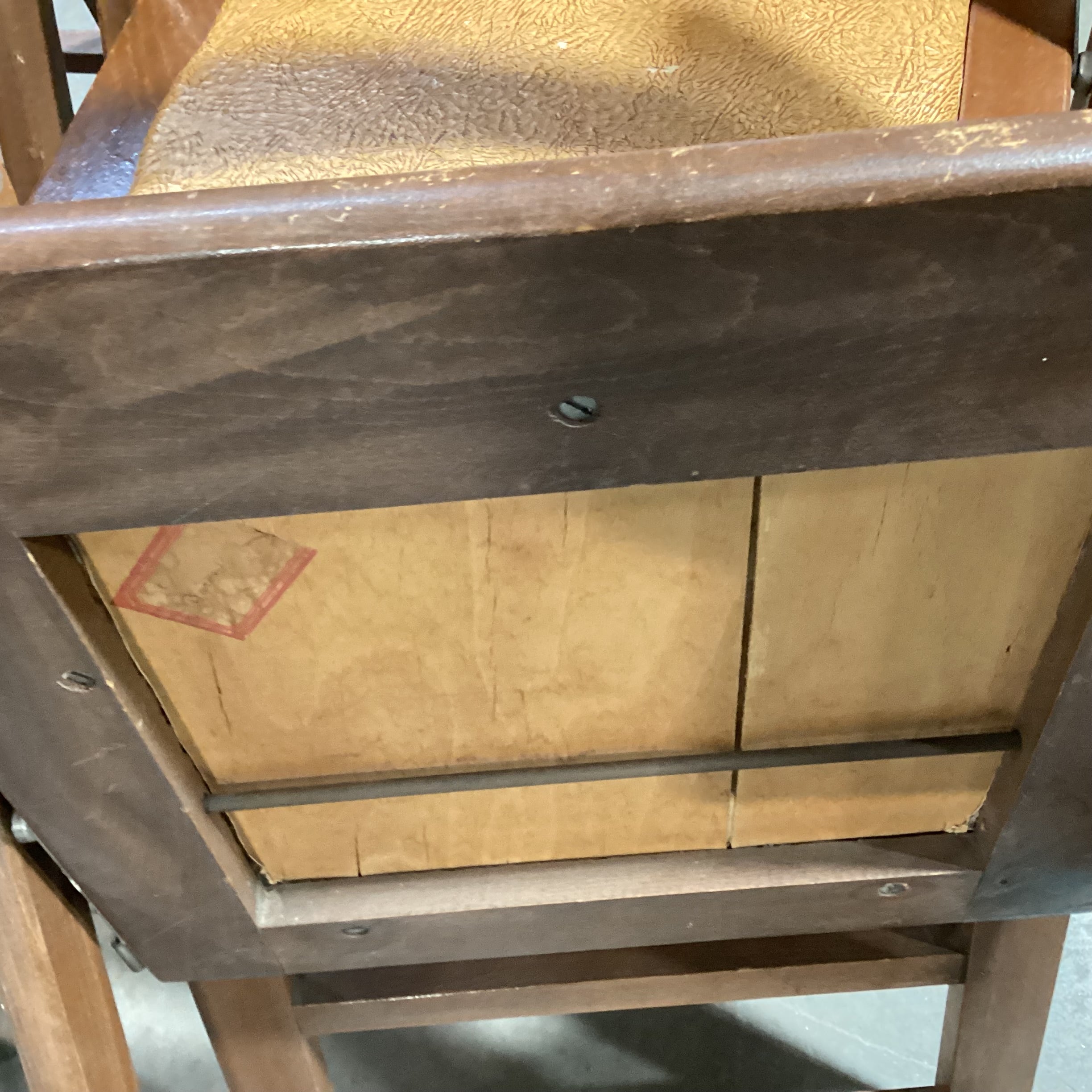 SET of 4 Vintage Wood with Faux Leather Seat Folding Dining Chairs 17"x 19"x 32"