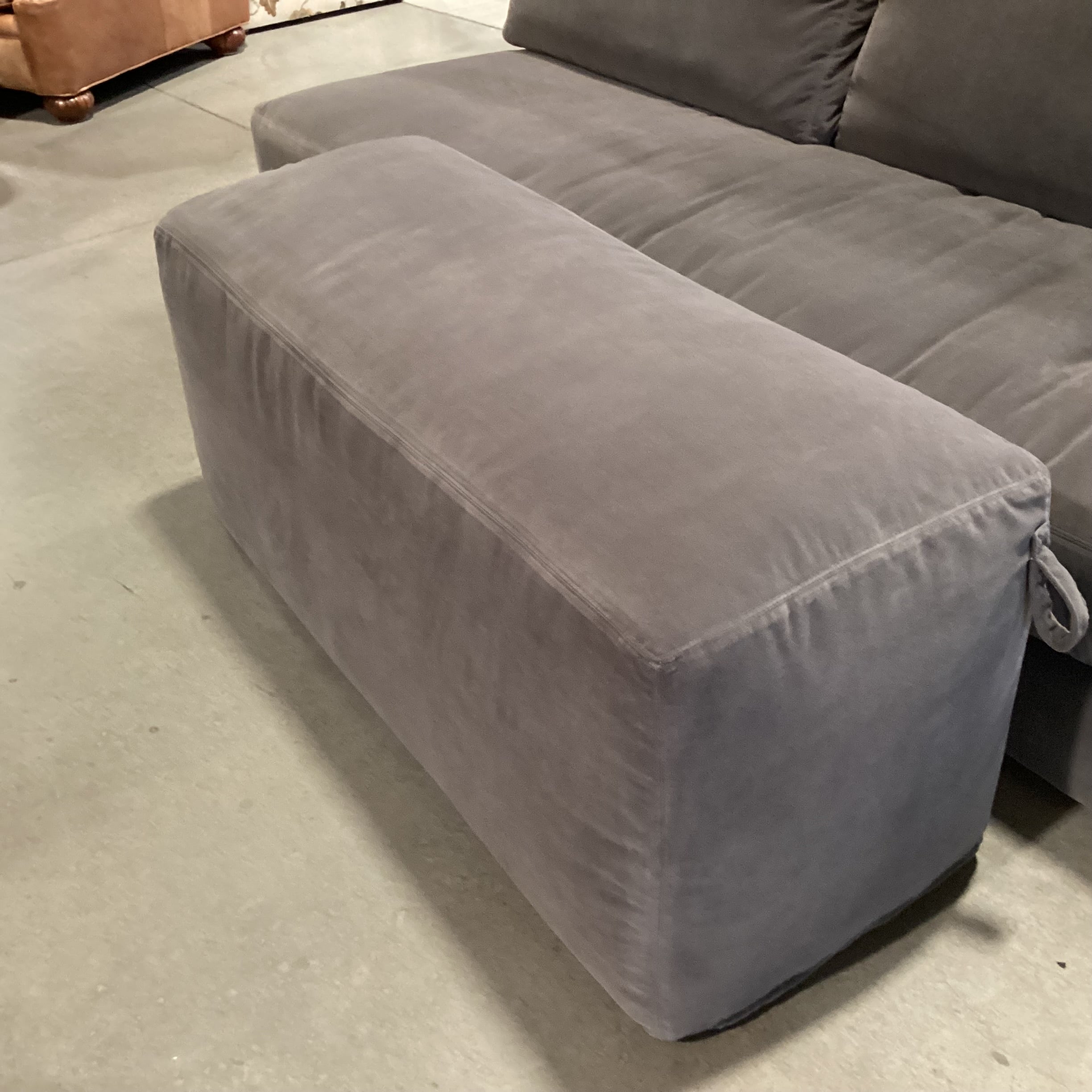 Verellen Grey Velvet & Down Mix Modern Bench Ottoman 50"x 19"x 23"