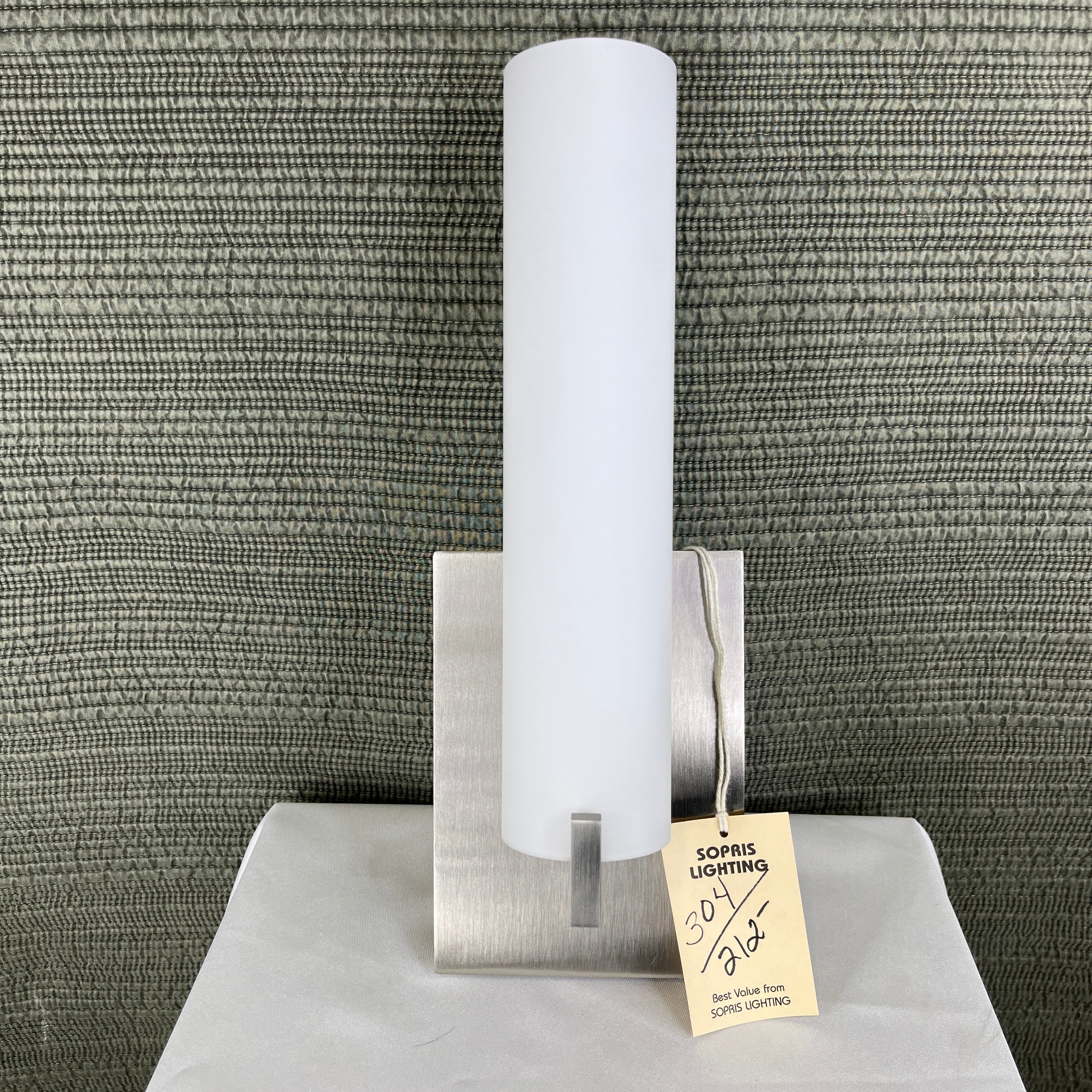 George Kovacs 1-Light LED Satin Nickel and Milk Glass Wall Sconce 5"x 13"x 4"