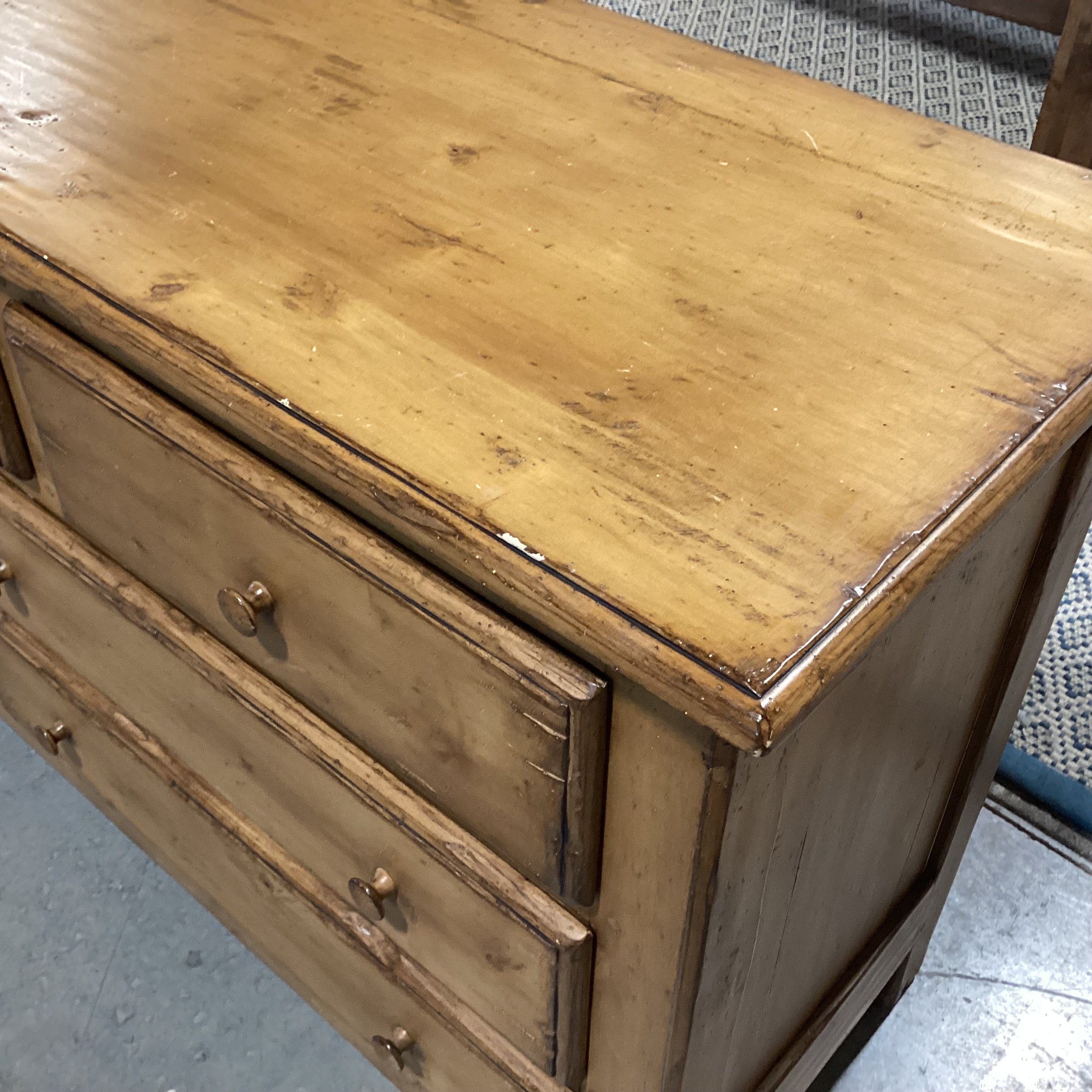 Woodland Furniture Distressed Finish Solid Wood 7 Drawer Dresser 68"x 20"x 34"