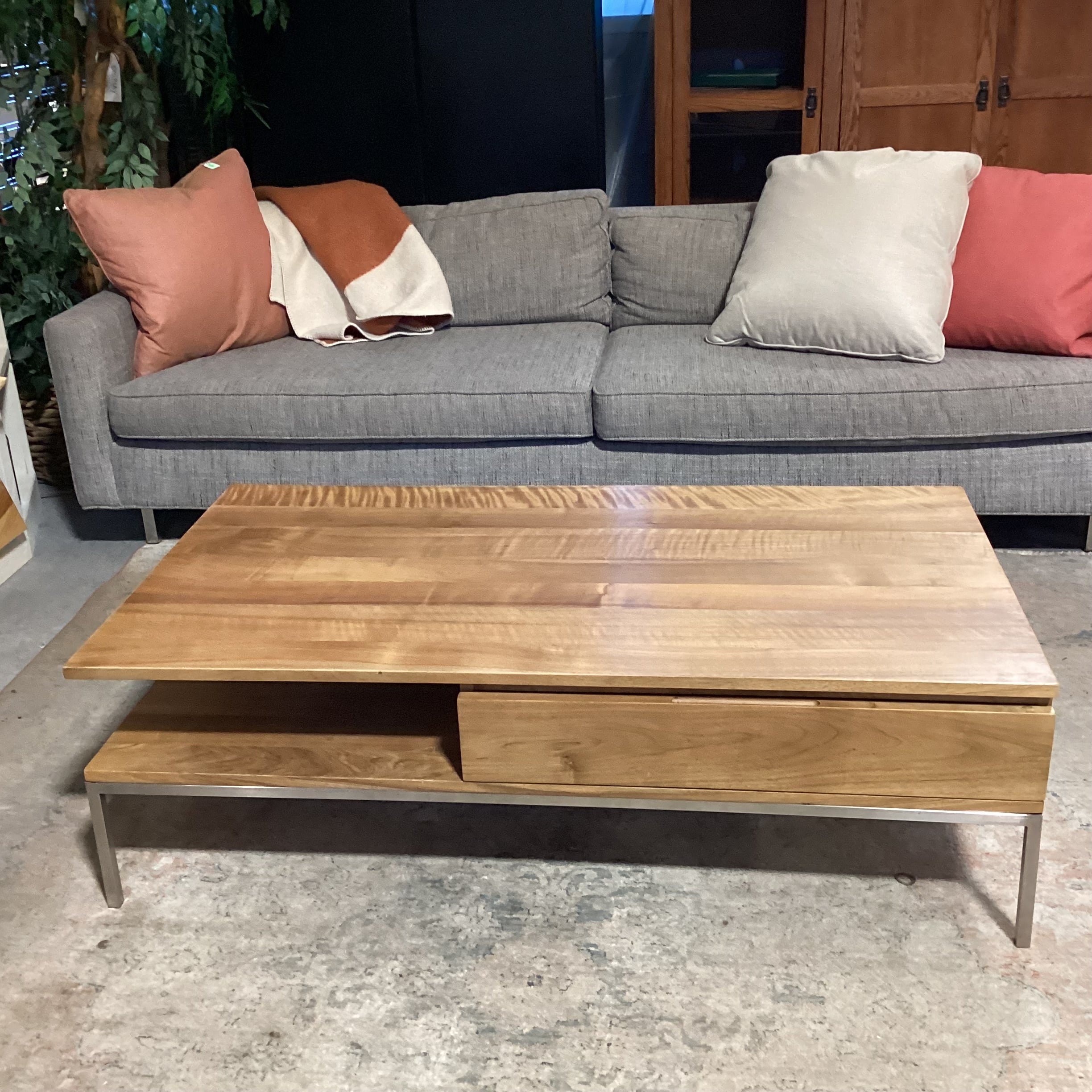 Gingko Furniture Mid Century Style Natural Walnut Soho Coffee Table 54"x 28"x 17"