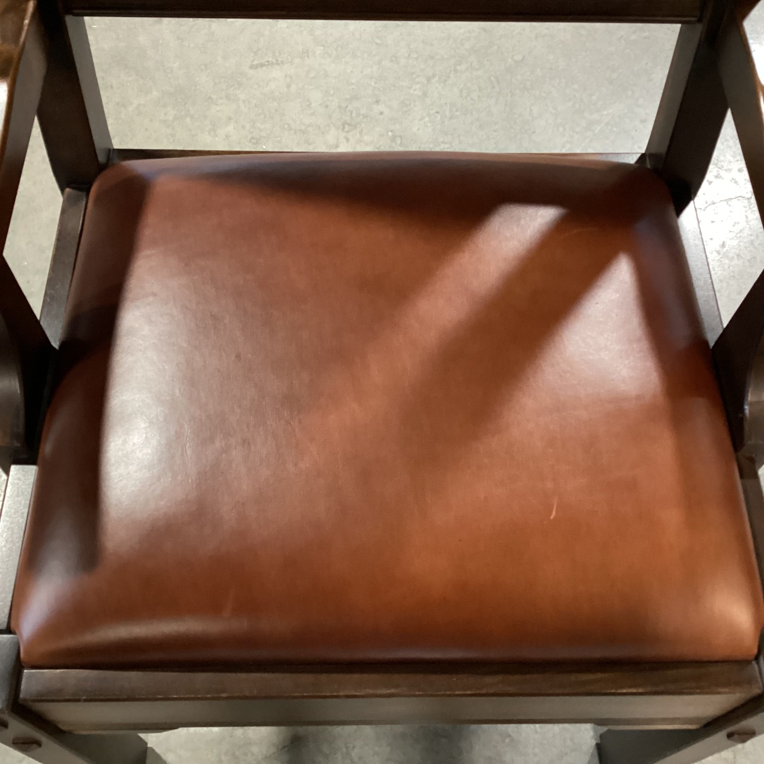 Western Heritage Furniture Reclaimed & Carved Wood & Leather Mission Style Arm Chair 23"x 24"x 41"