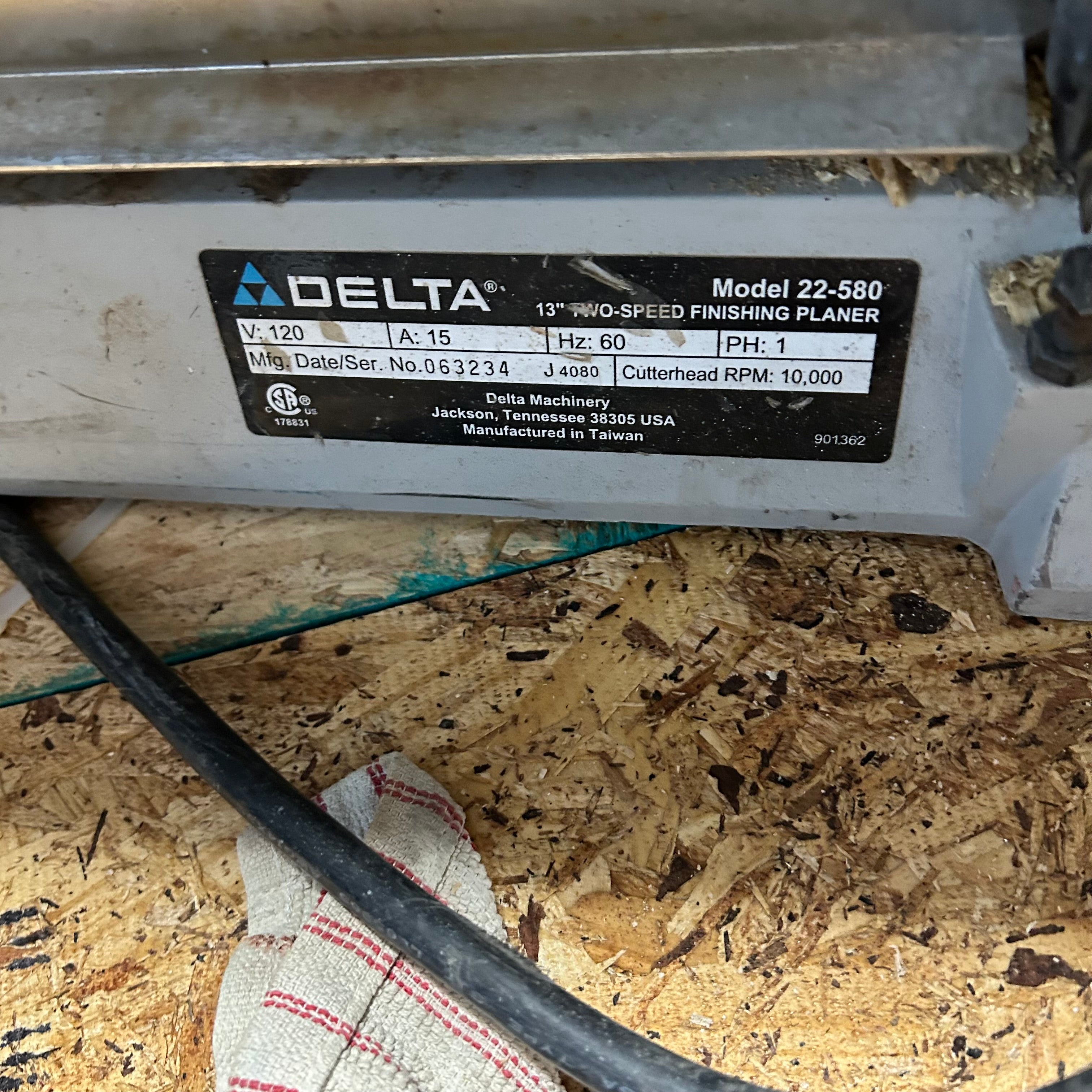 Delta 13" 2 Speed Finishing Planer 22"x 14'x 24'