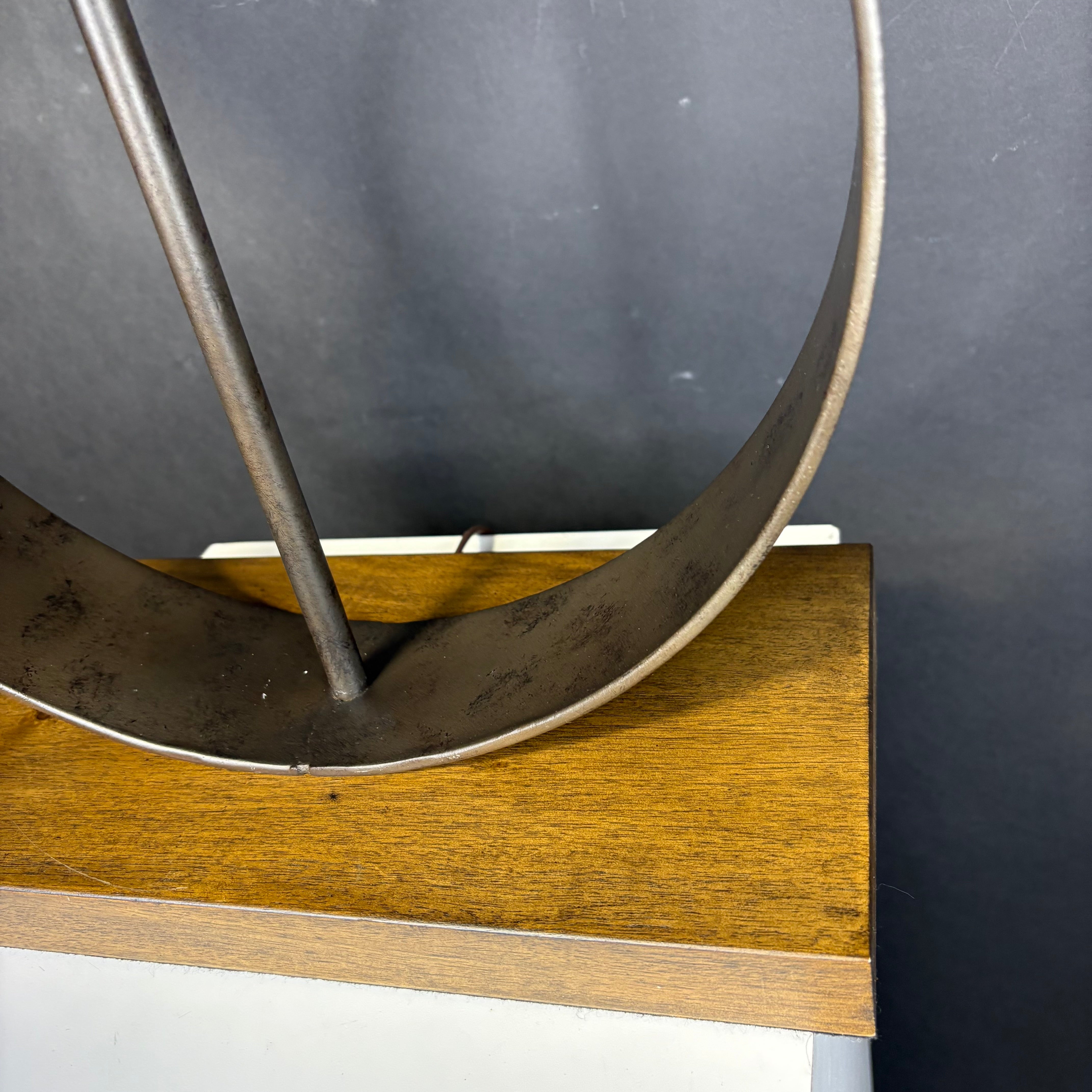 Palecek Bronze Iron Ring and Wood with Shade Table Lamp 20” Diameter @ Shade x 30”