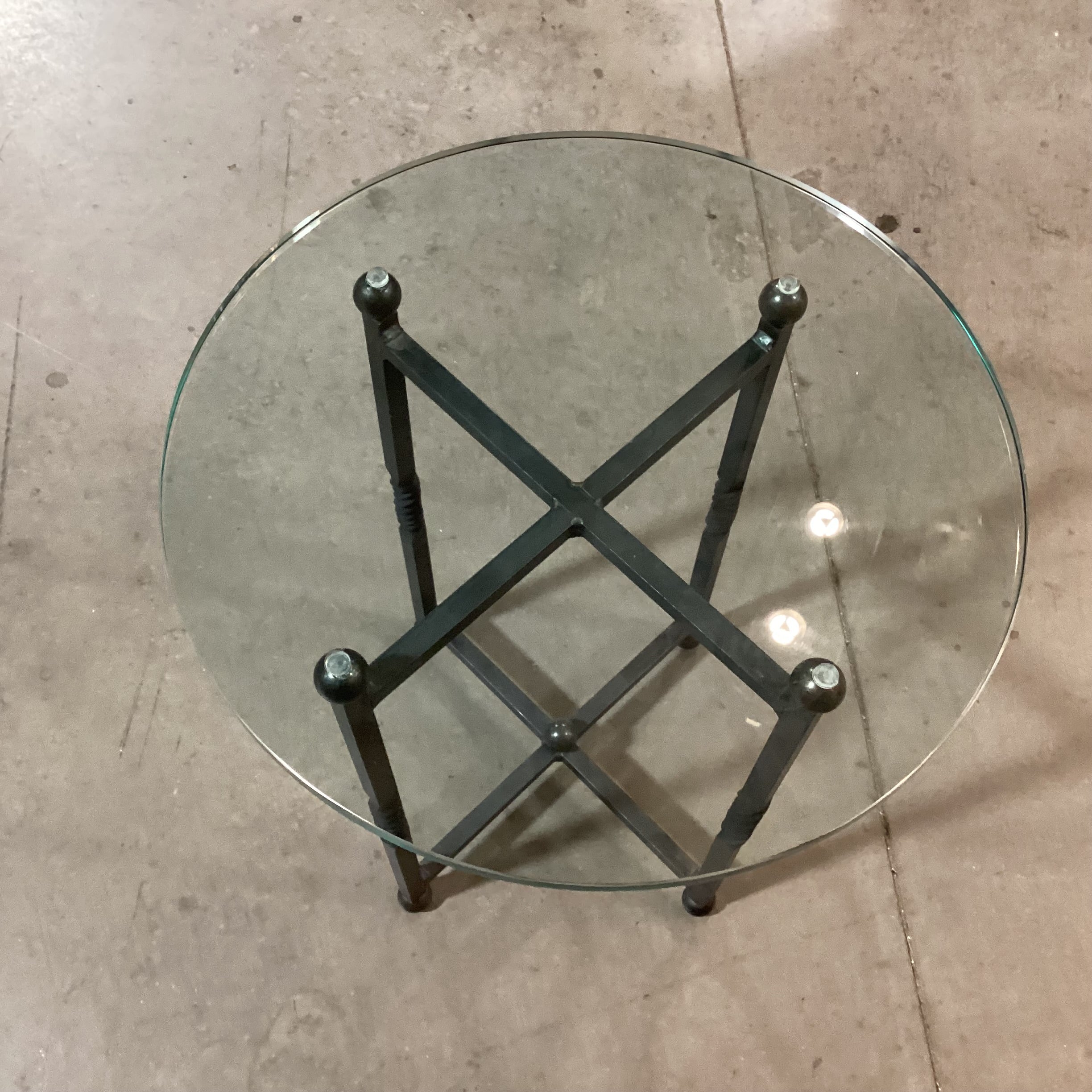 Twist Iron & Round Glass End Table 18" Diameter x 22"