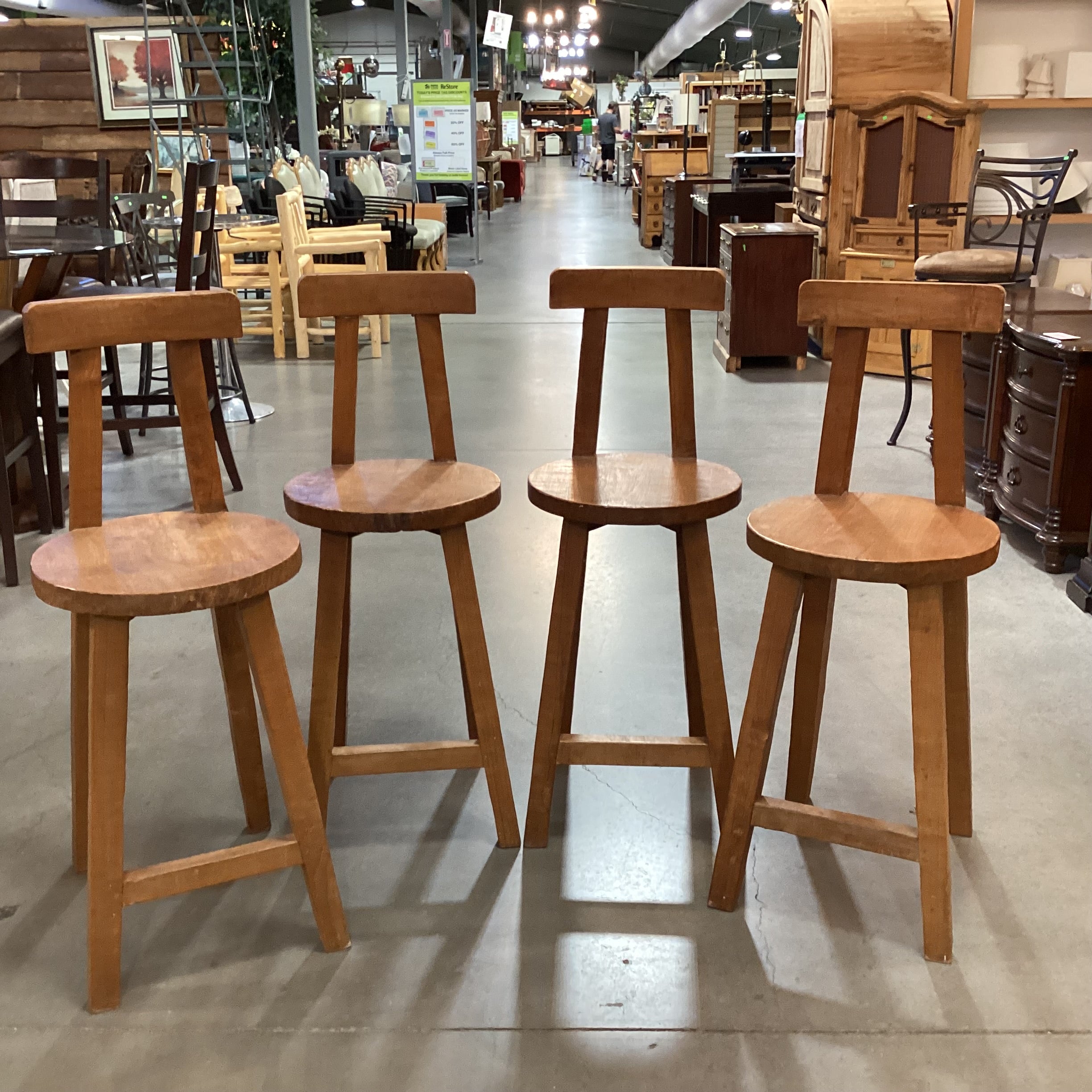 SET of 4 Hand Crafted Solid Wood Barstools 25.5"