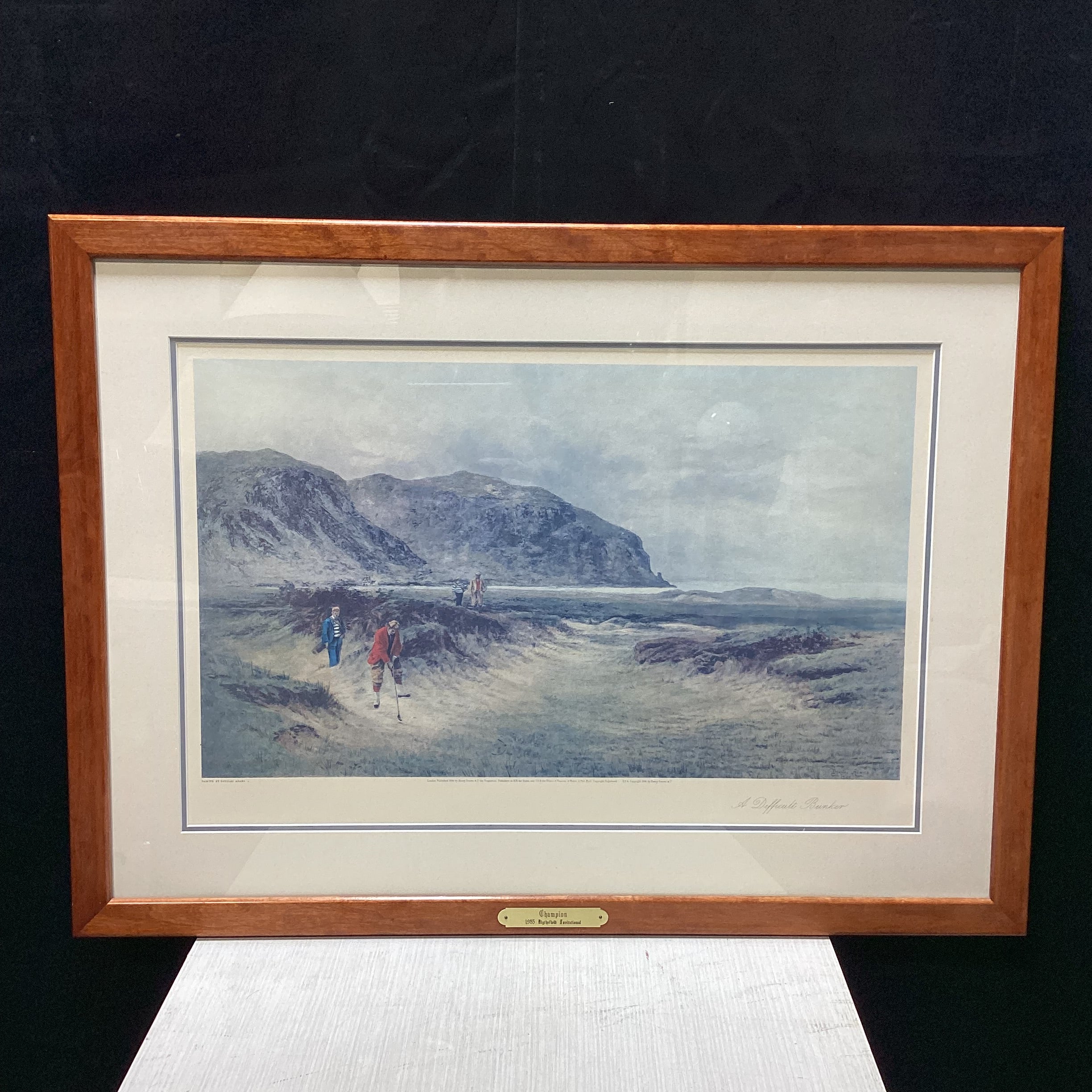 Vintage Douglas Adams "A Difficult Bunker" Framed Print With Plaque 23" x 30"