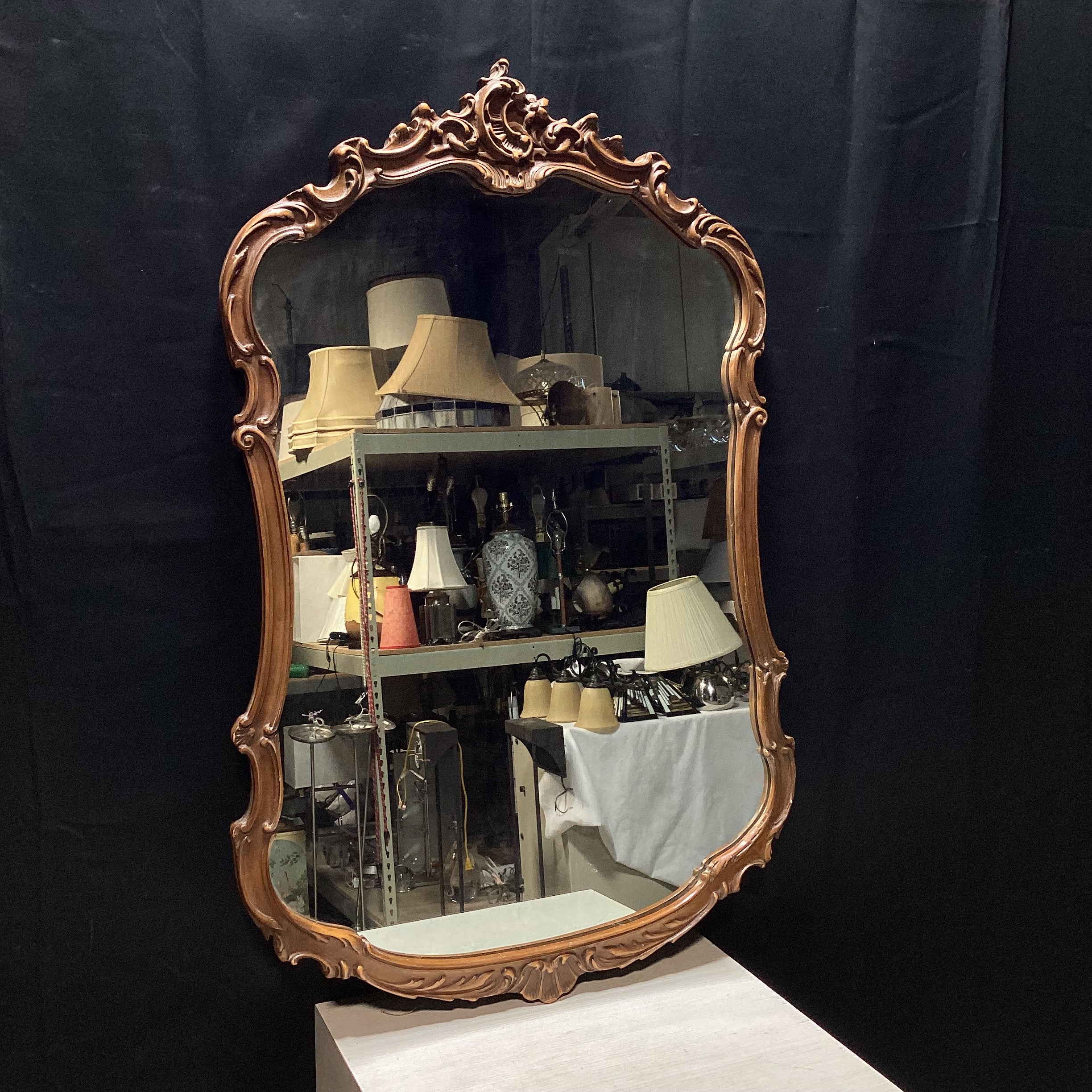Vintage Carved Wood Wall Mirror 28.5" x 42"