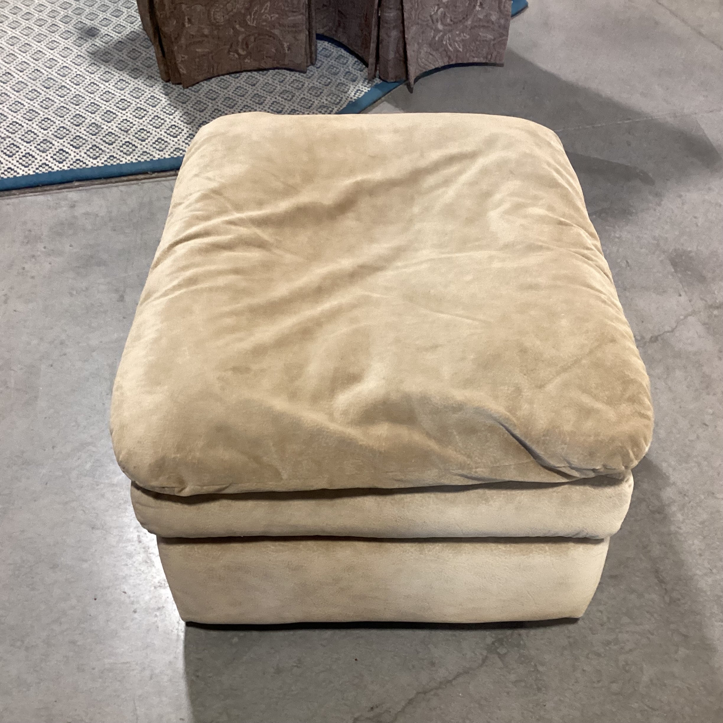 Tan Beige Micro Plush Pillow Top Ottoman 36"x 28"x 17"