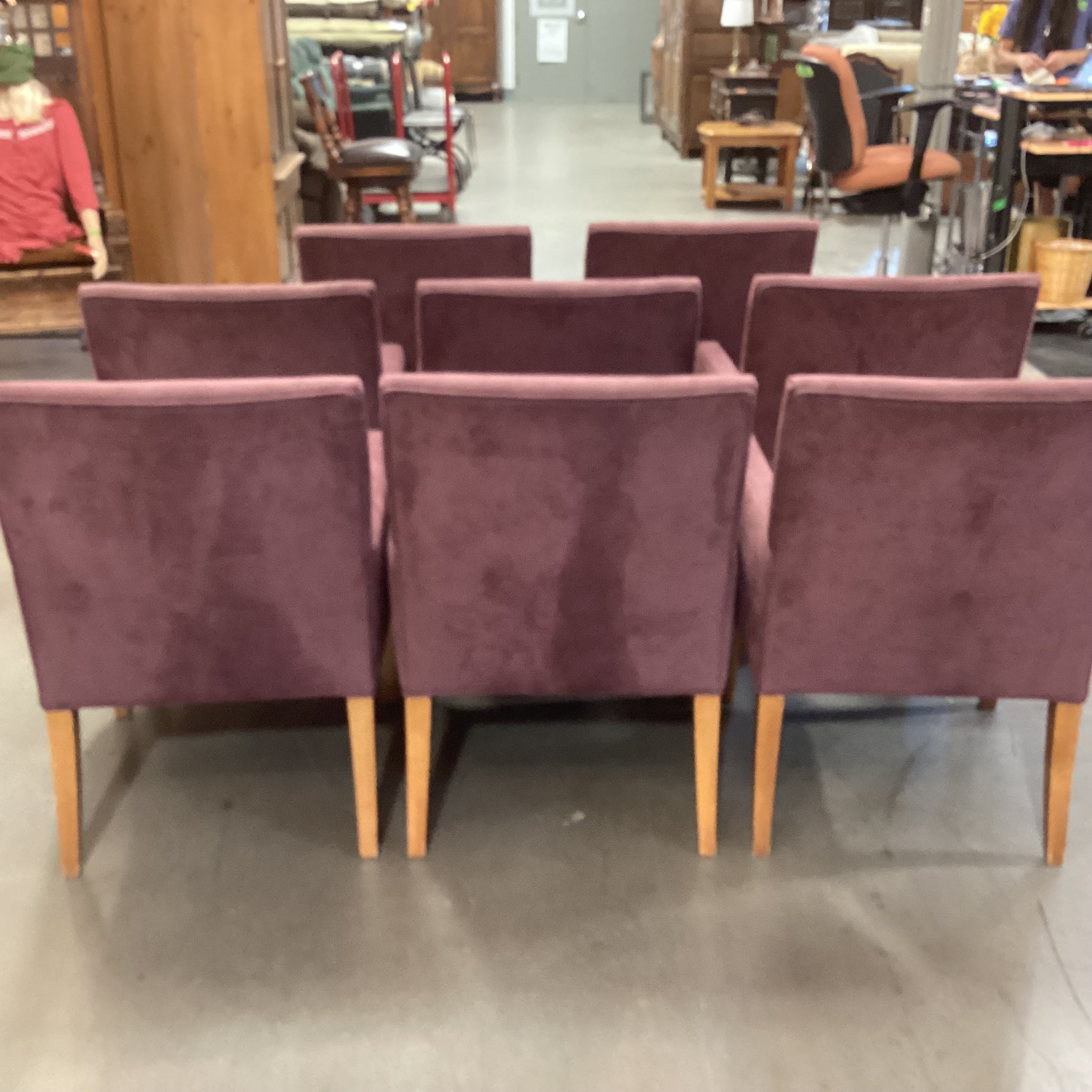 SET of 8 Mitchell Gold Plum Ultra Suede Dining Chairs 25"x 26"x 36"
