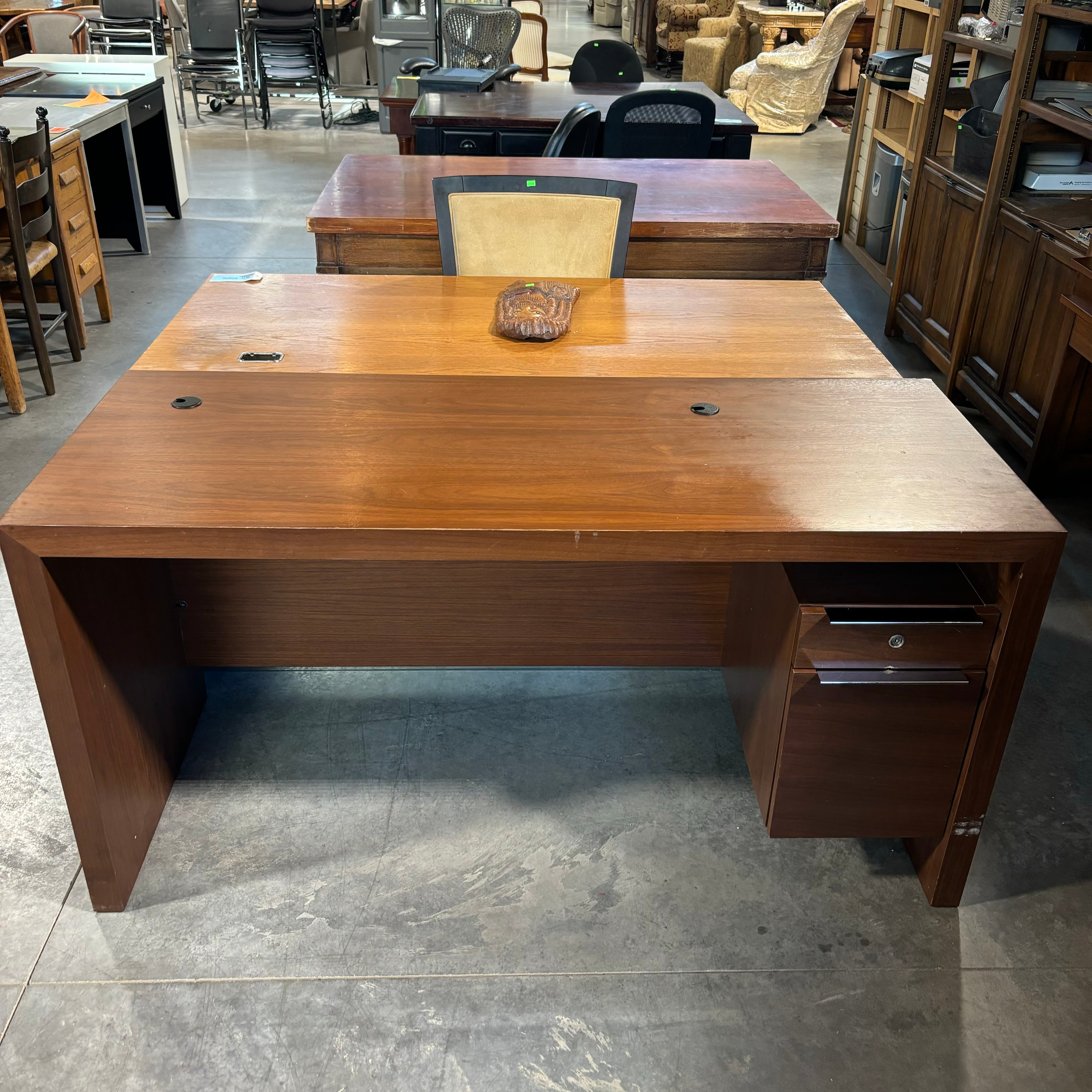 Medium Finish Solid Wood with 2 Soft Close Drawers Desk 60"x 24"x 30"