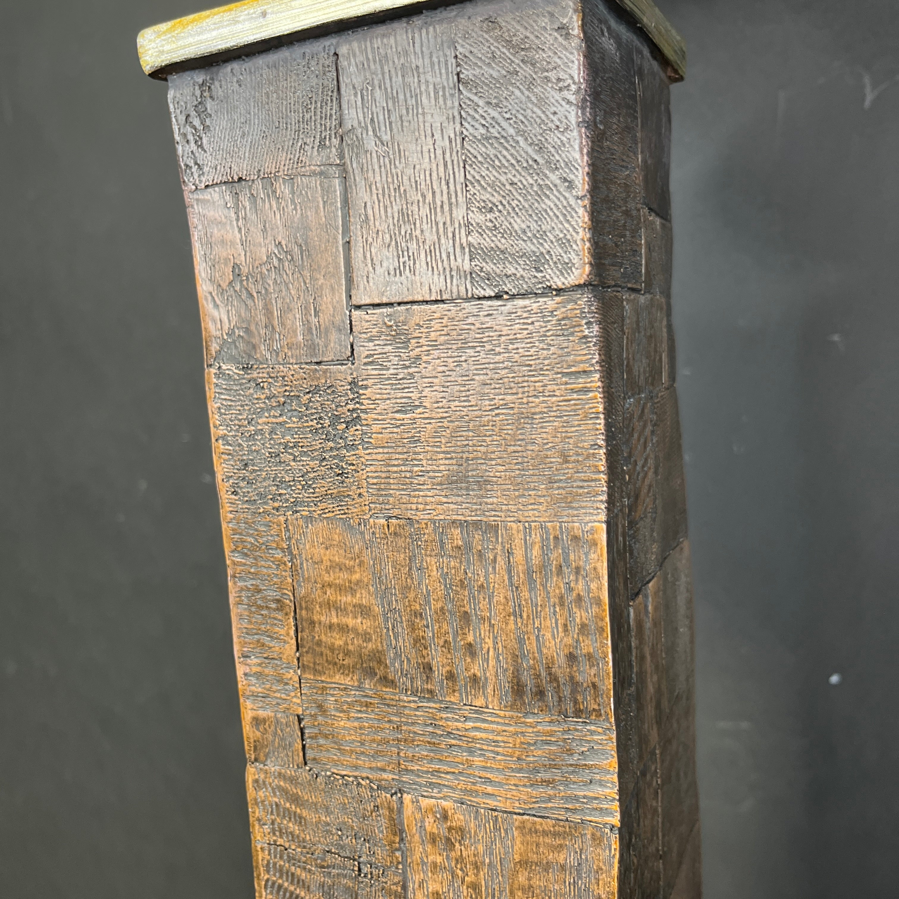 Uttermost Dark Finish Wood Block and Brass Column with Shade Floor Lamp 12” 12” 58.5”