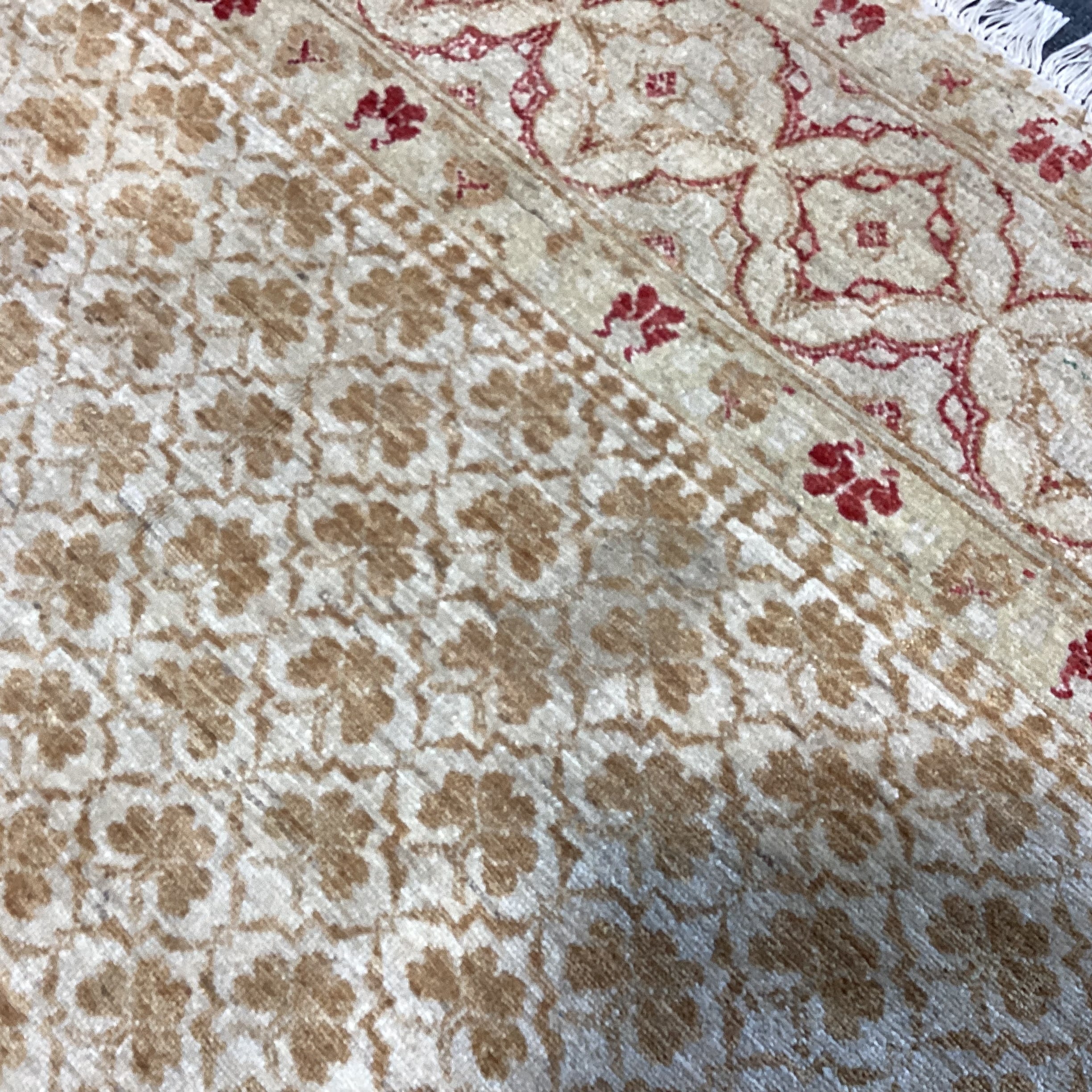 Cream Gold Rust Hand Woven Wool Rug 7'7" x 9'8"