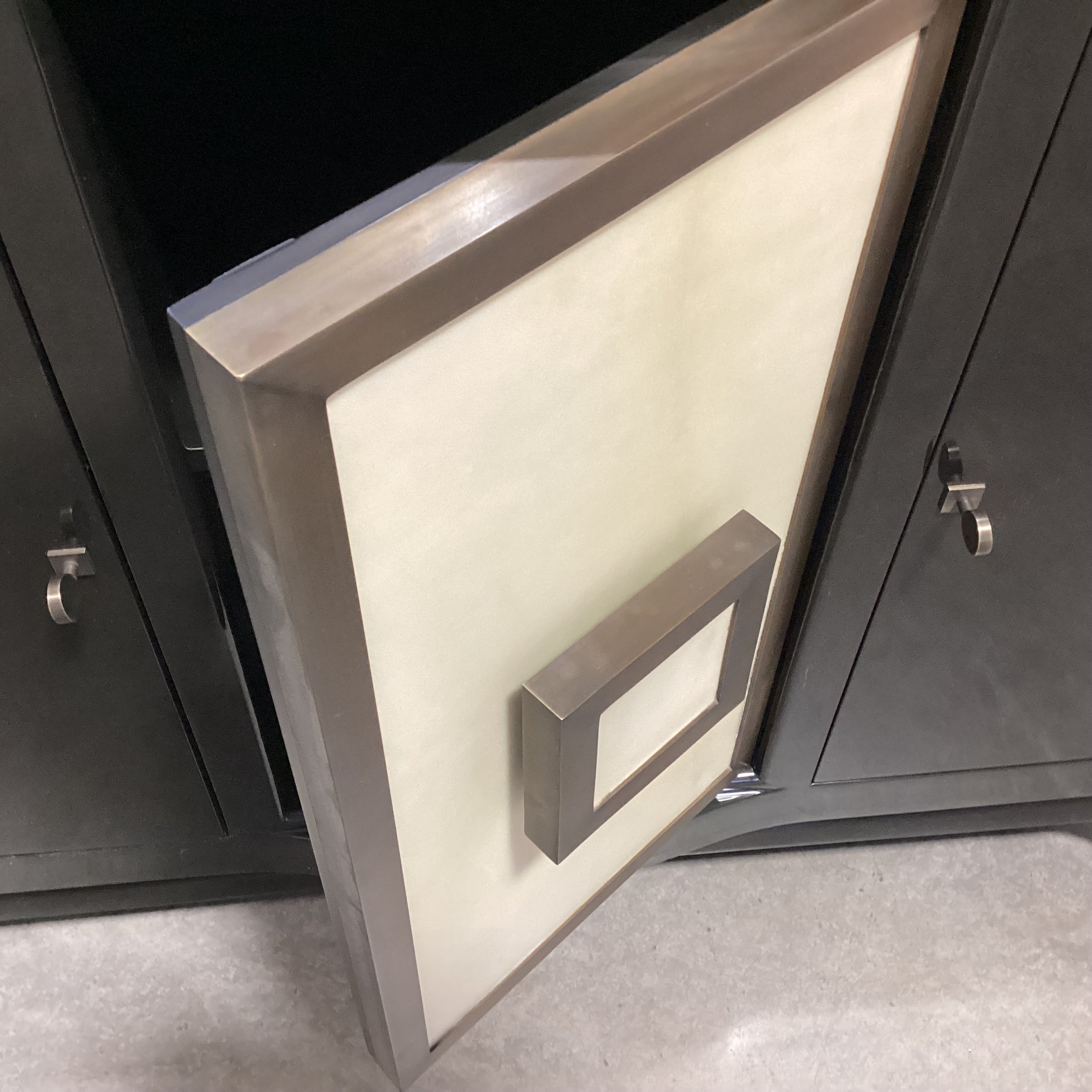 French Art Deco Style Black Lacquer 3 Door Buffet 48"x 22"x 40"