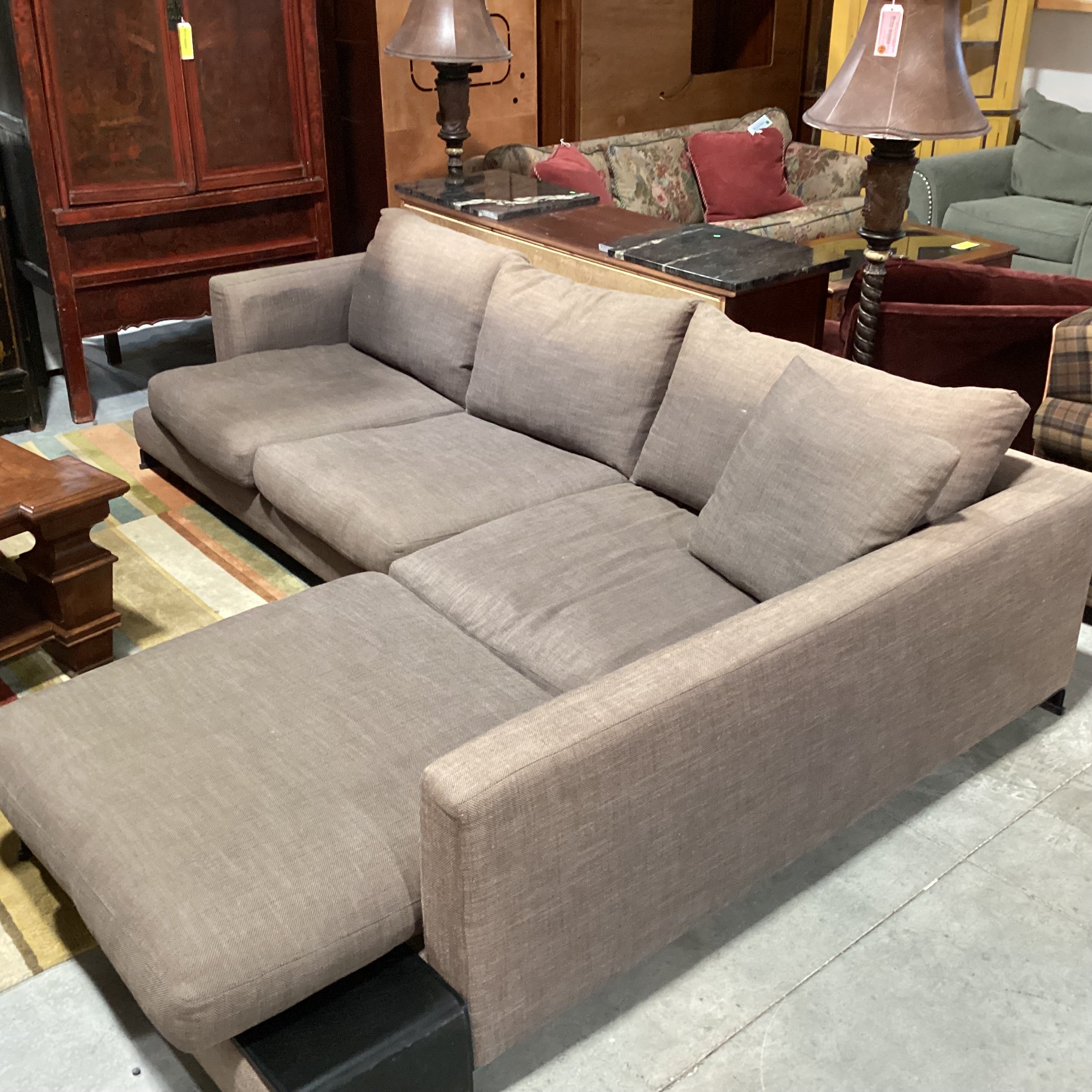 Camerich Brown Linen Down Mix Modern 2 Piece Sectional 113"x 89"x 44"x 25"