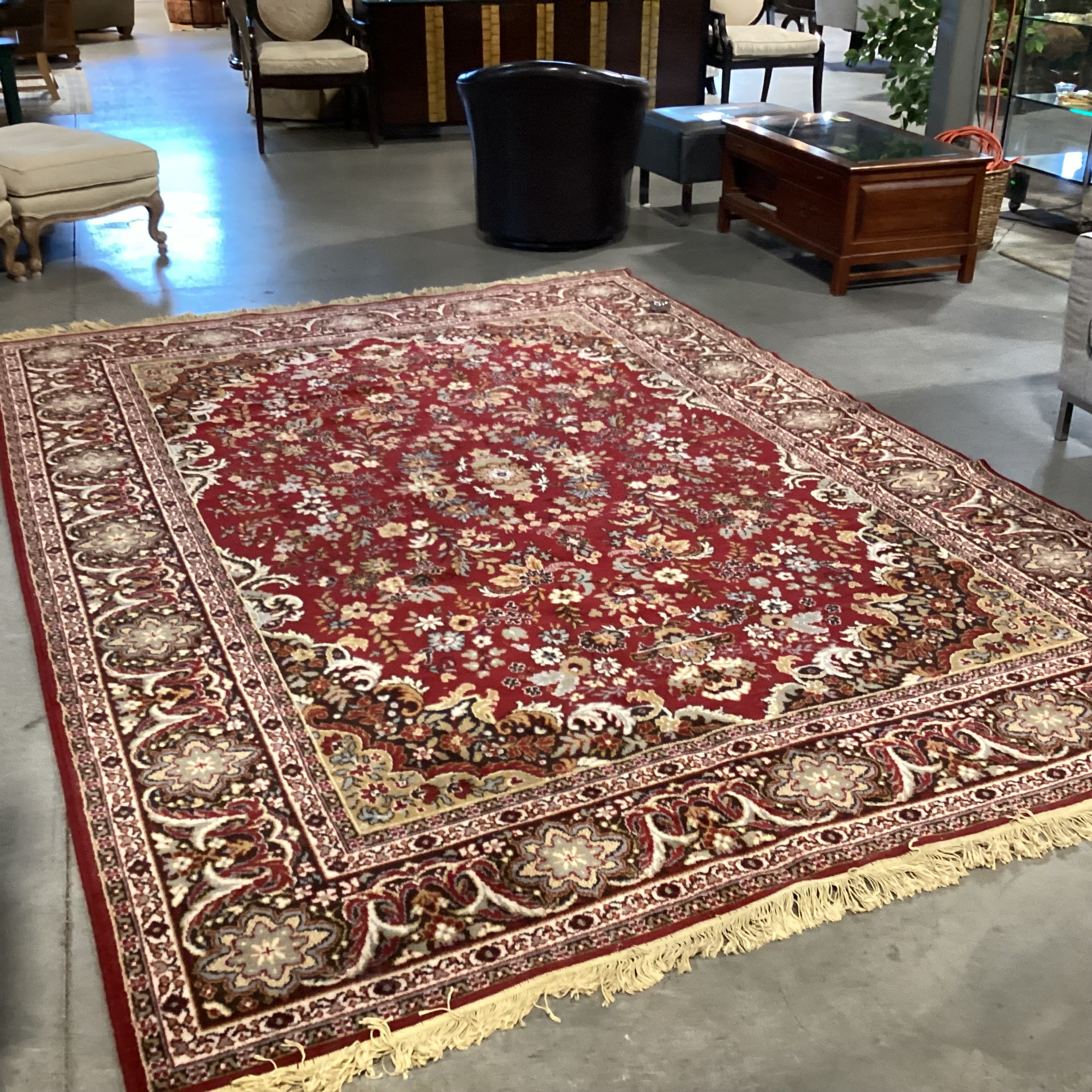 Vintage Karastan Style Red Golden Tan Brown & Blue Wool Rug 8'x 11'6"