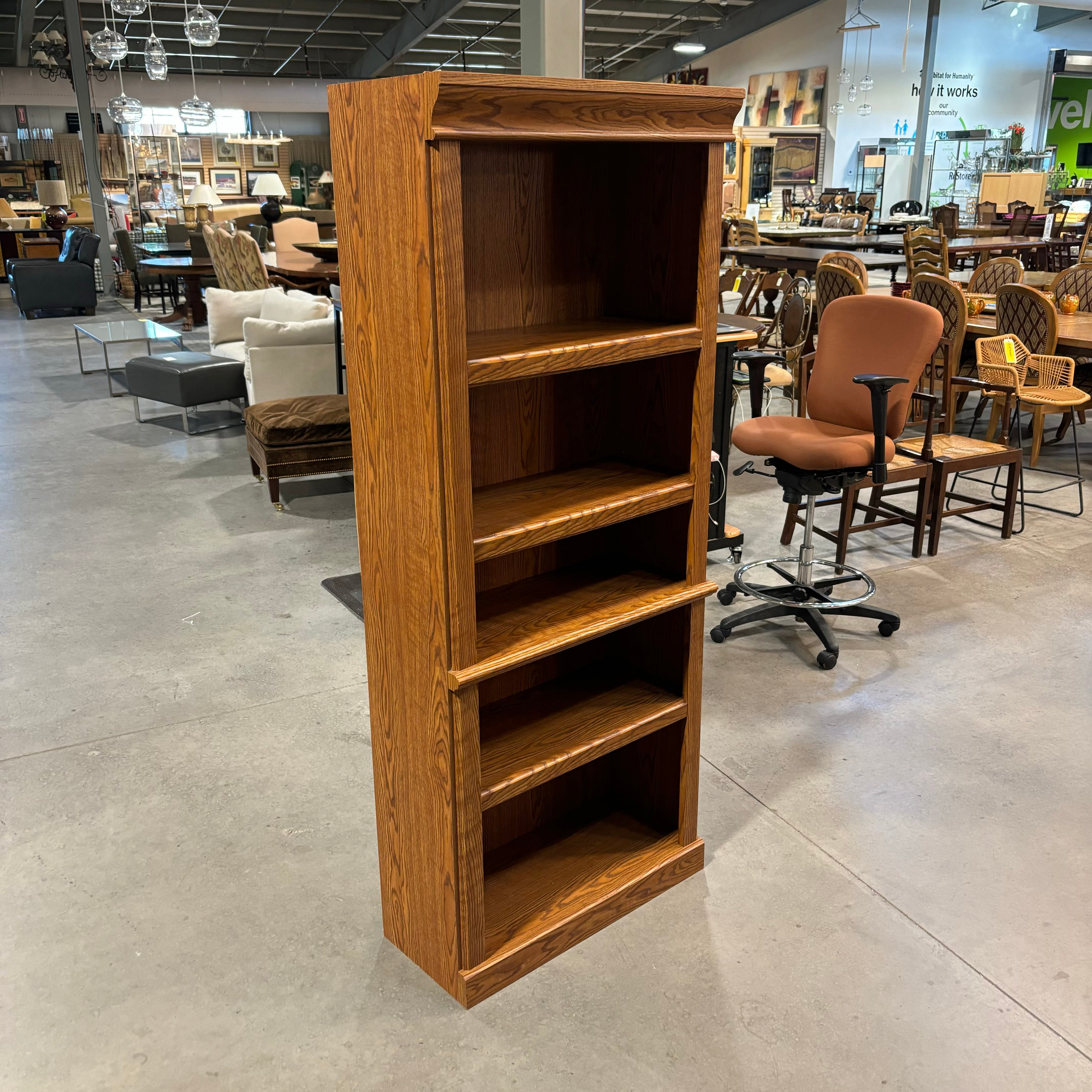 Medium Finish Wood with 4 Adjustable Height Shelves Bookcase 29.5"x 12"x 71.5"