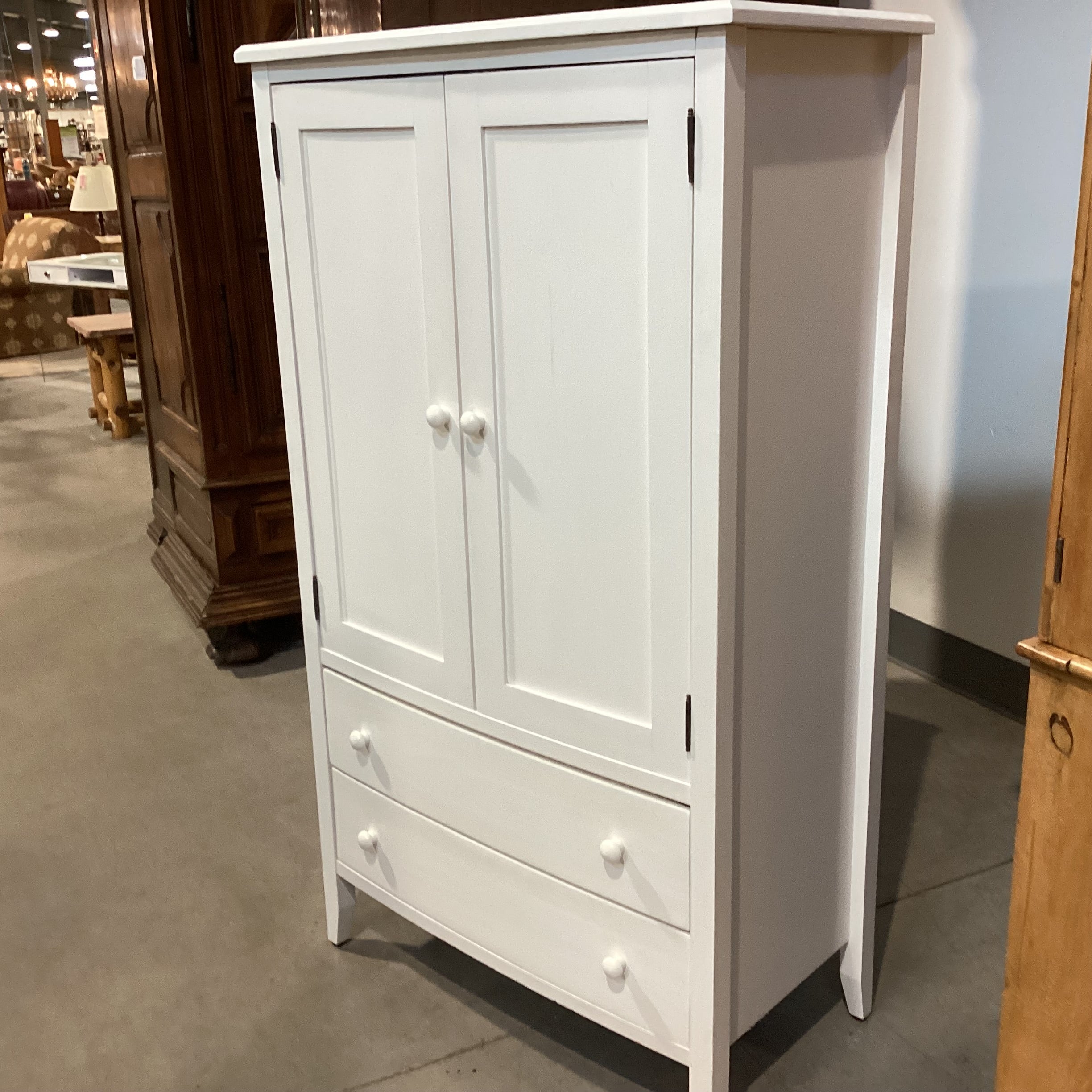 White Washed Wood 2 Drawer 2 Door with Shelves Wardrobe Armoire 36"x 19"x 63"