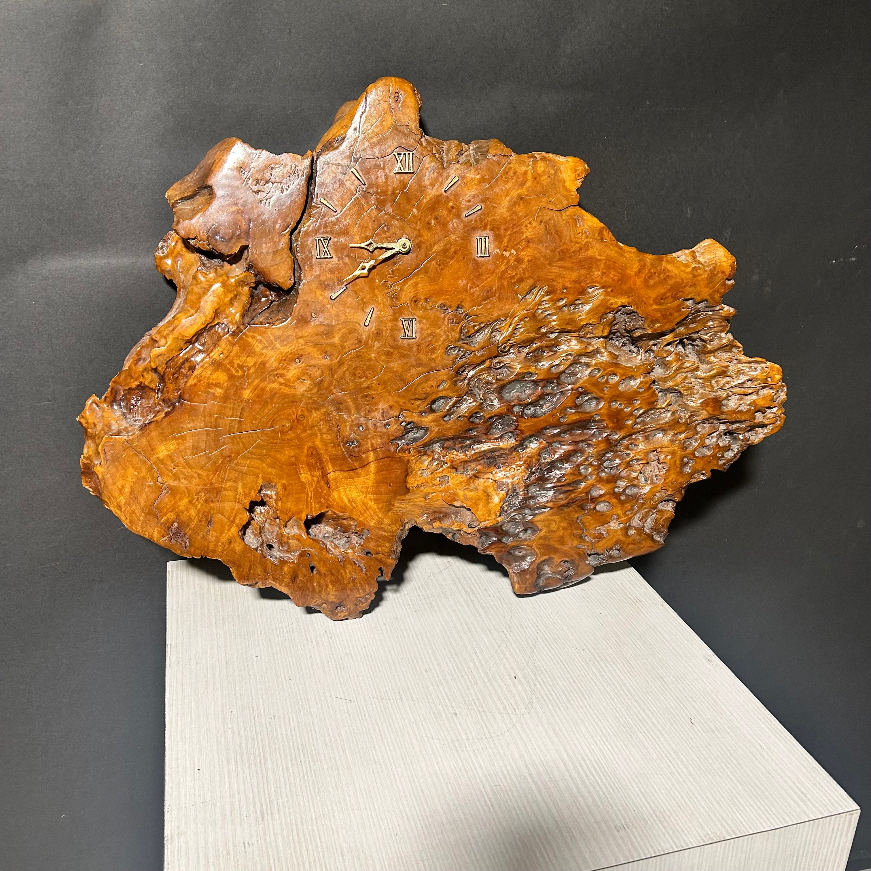 Vintage Maple Burl Wood Clock 30"x 21"