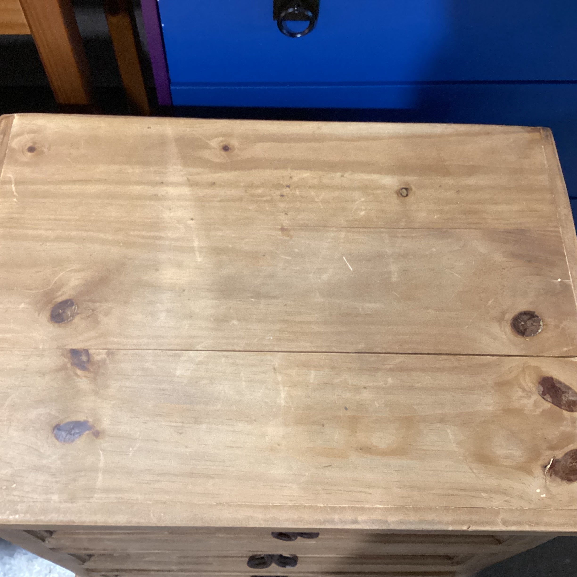 Rustic Natural Pine 3 Drawer End Table 23.5"x 16.5"x 23.5"