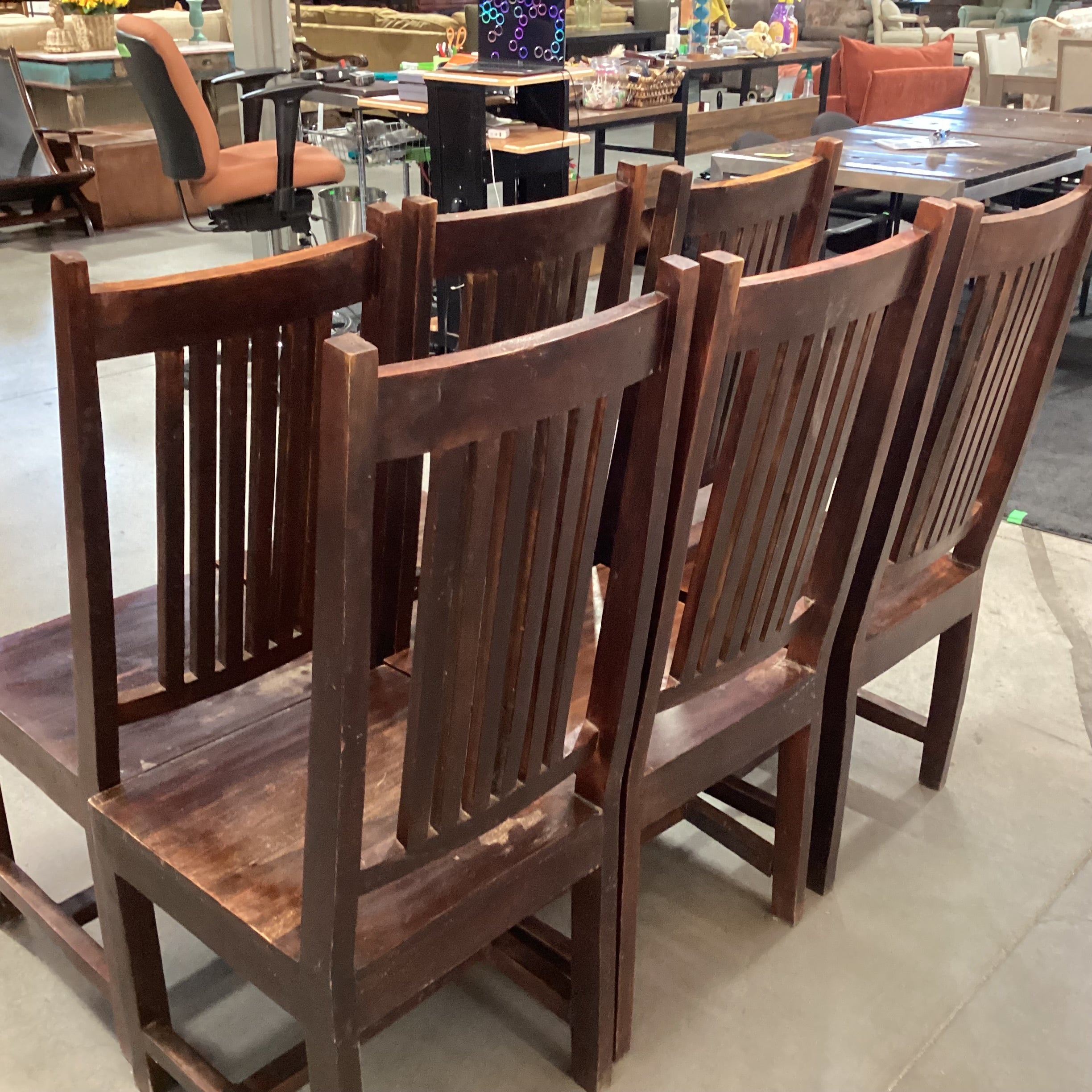 SET of 6 Dark Finish Solid Mango Wood Dining Chairs 18"x 22"x 44"