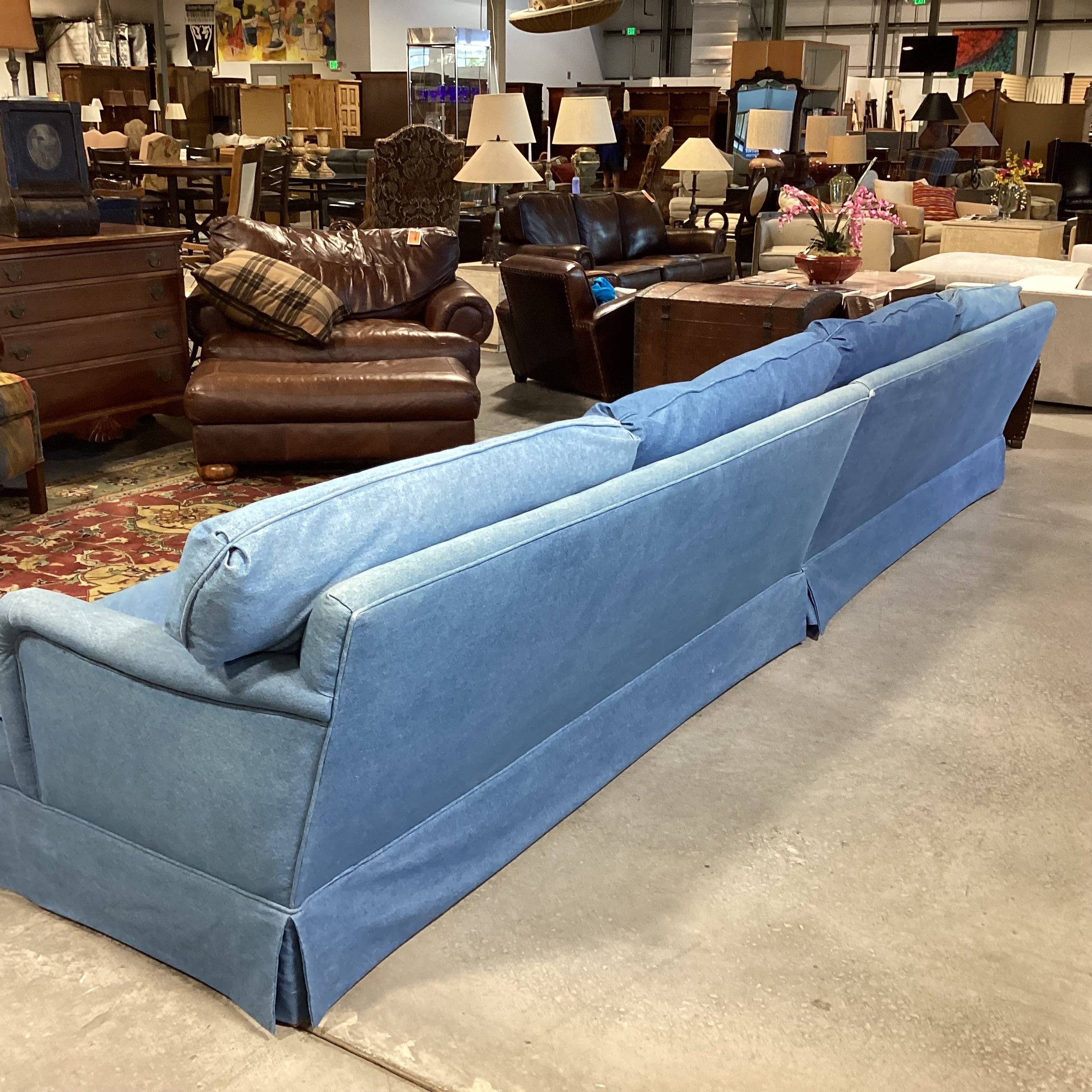 Custom Denim Down Mix 2 Piece Sectional 163"x 36"x 30"
