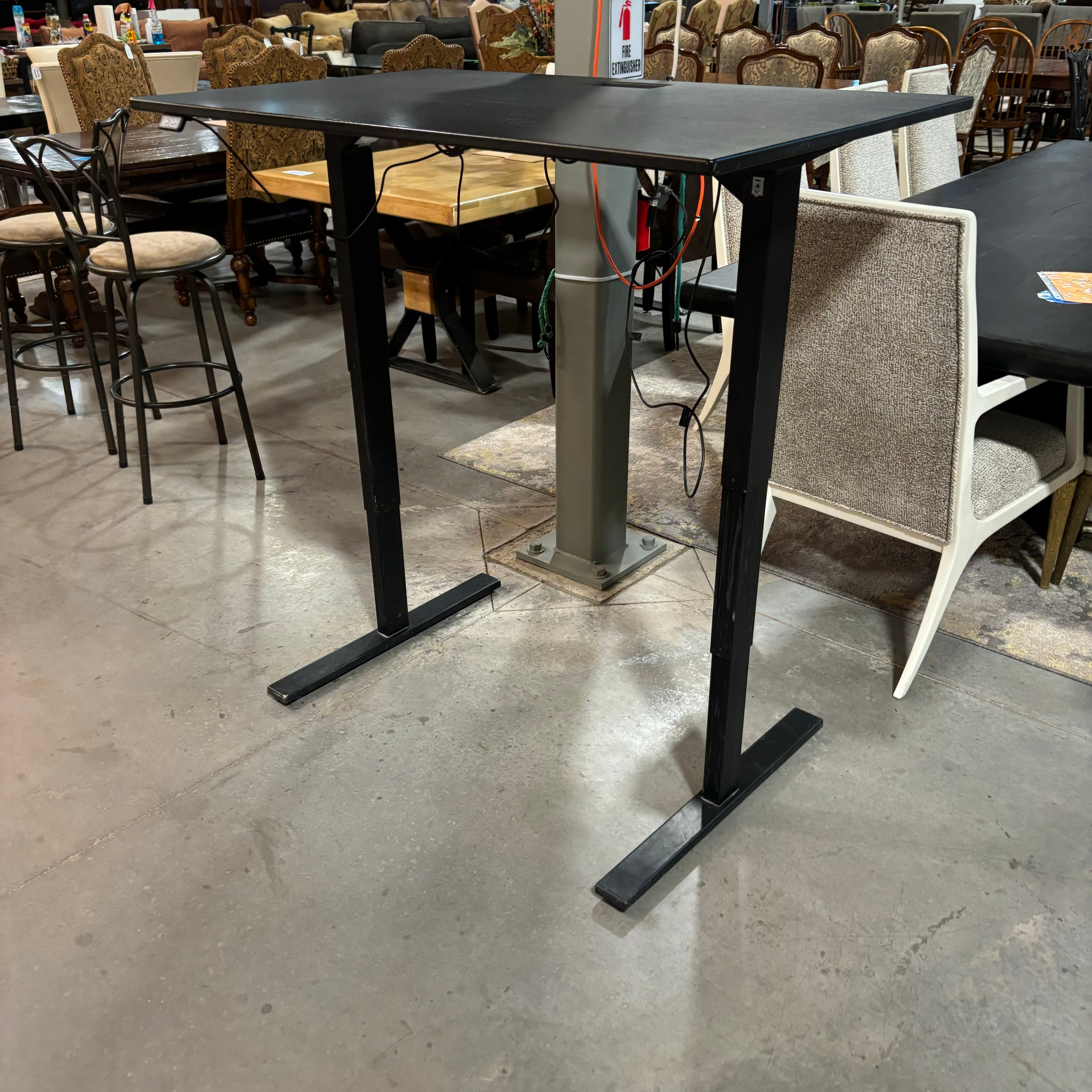 Evodesk Black Coated Wood & Steel Base Adjustable Height Sit to Stand Desk 48"x 30"x 24.5" to 50"