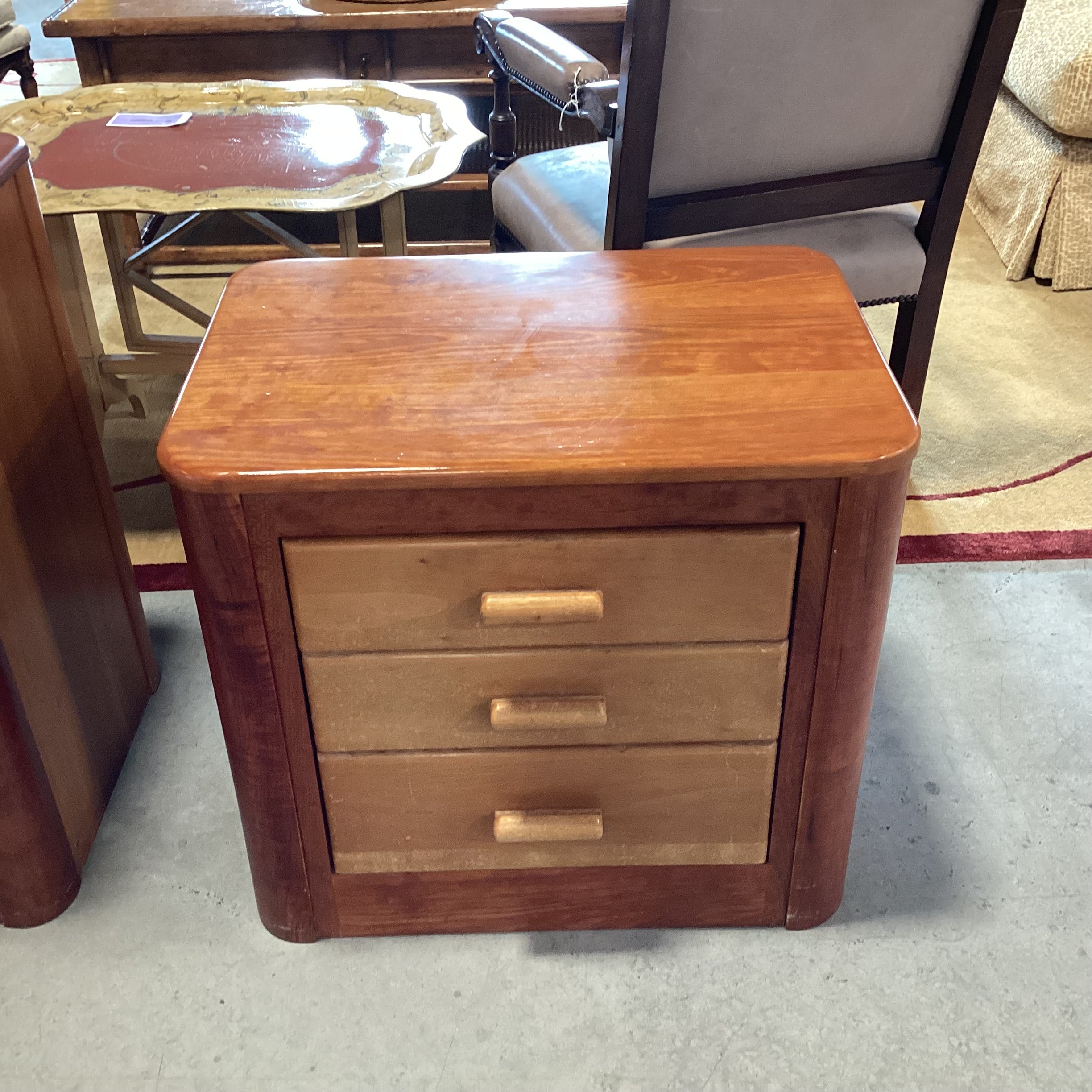 Vintage 2 Tone Wood 3 Drawer Nightstand 26.5"x 19"x 24"