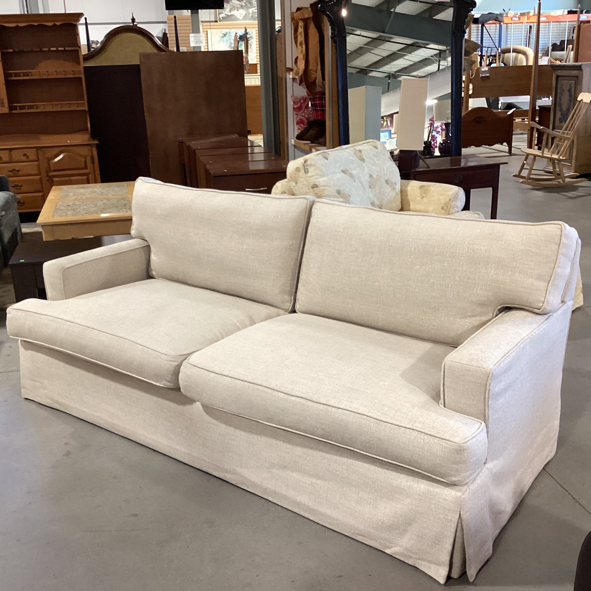 Barclay Buttera Home Los Angeles Oatmeal Heavy Texture Woven Down Mix Custom Sofa 85"x 41"x 32"