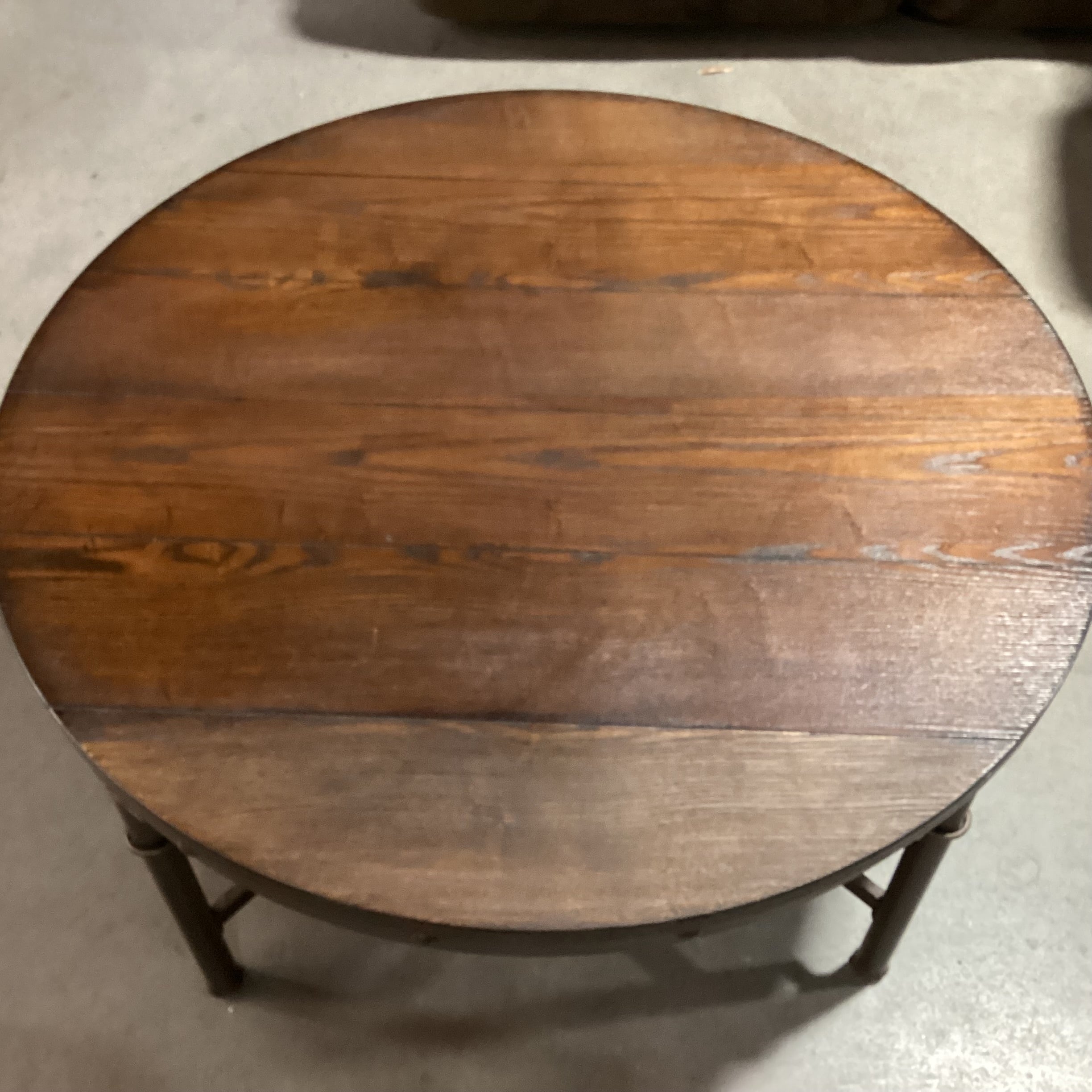 Ashley Furniture Round Wood & Iron Coffee Table 38" Diameter x 19"