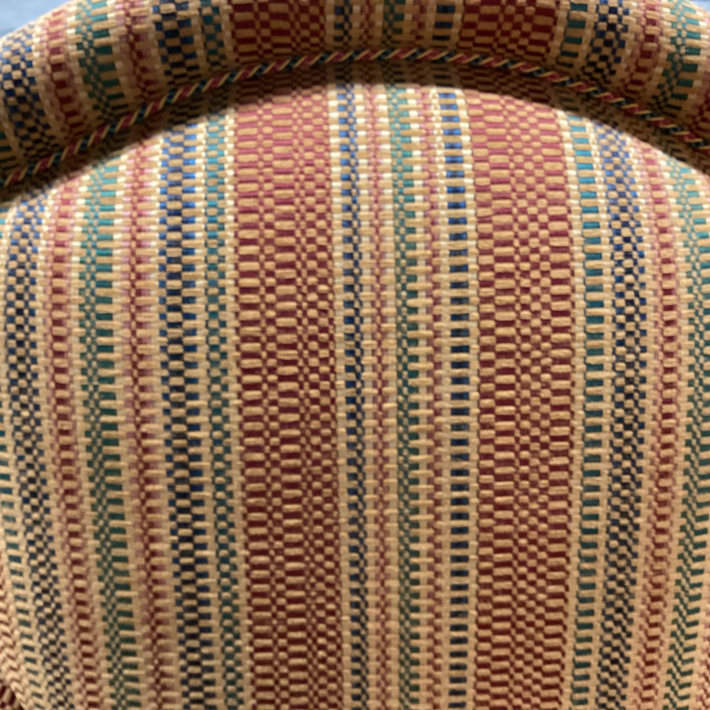 JJ Custom Gold Rust Green Blue Woven Ribbon Stripe Chair 40"x 35"x 42"