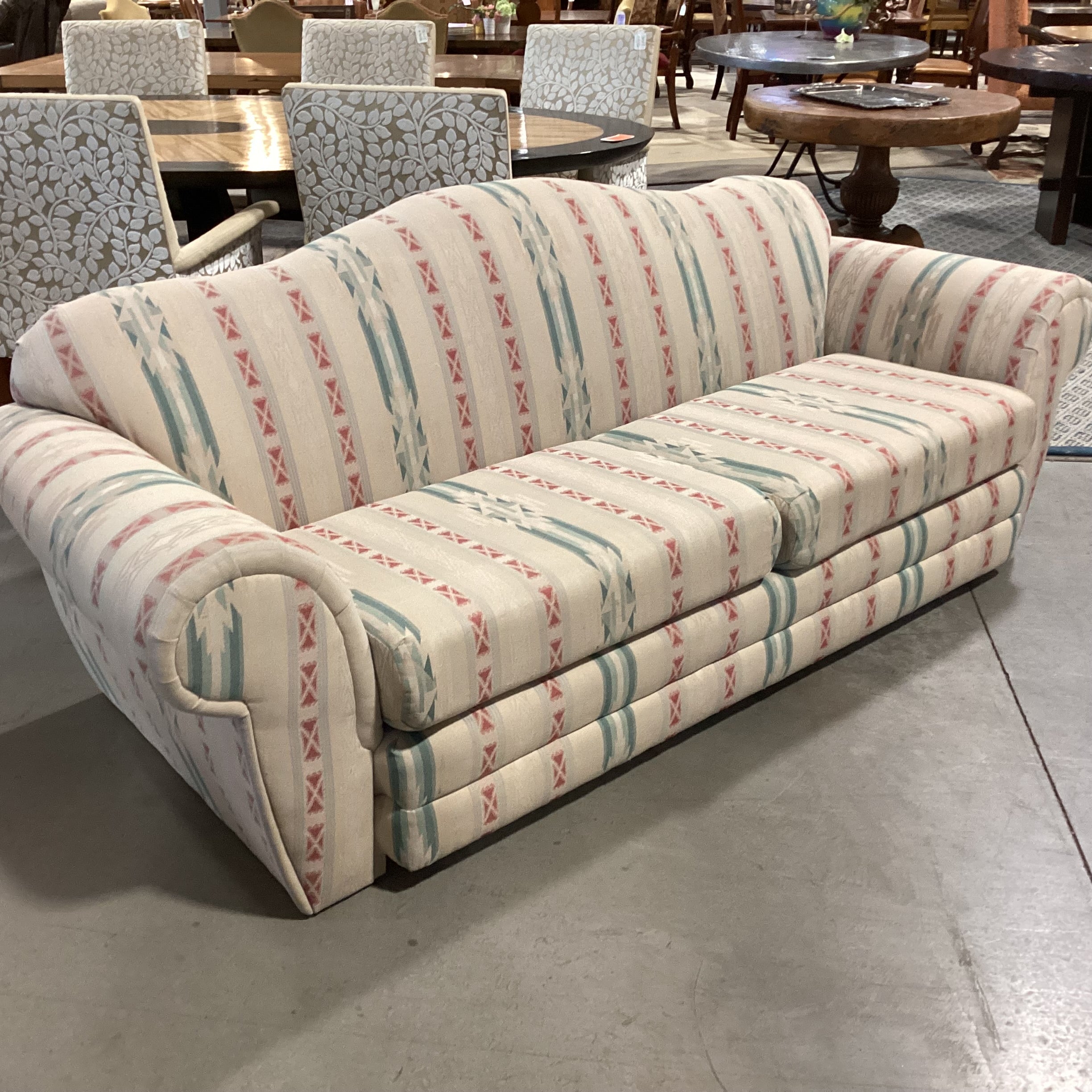 International Furniture Cream Red Green Southwest Sofa 92"x 36"x 35"