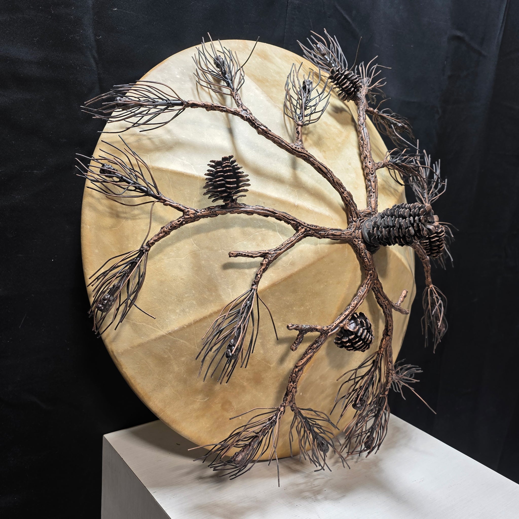 Raw Hide Pine Cone Tree Branch Wall Art 26"