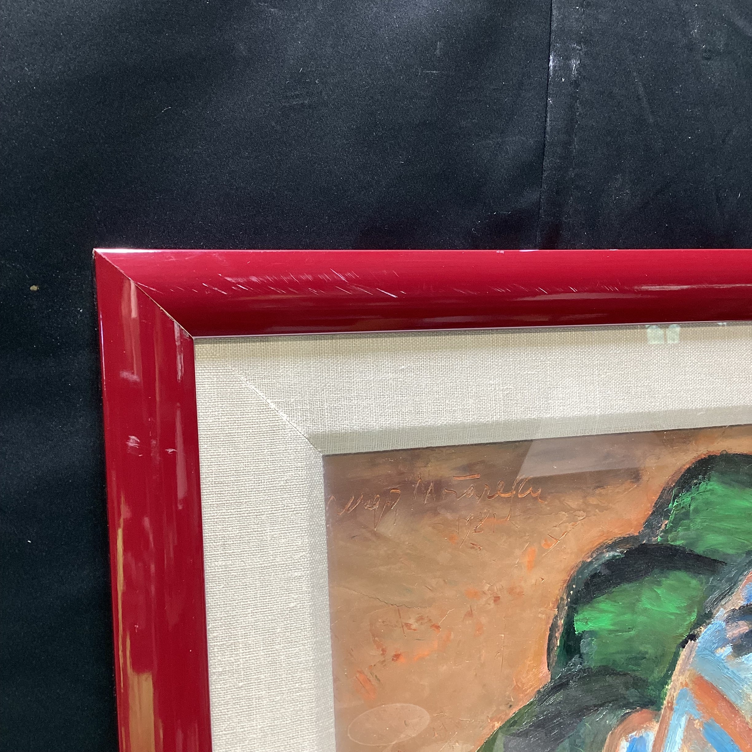 Dragos Morarescu Signed/Dated "Sarutul (The Kiss)" 1981 Original Framed Painting 32.5" x 27"