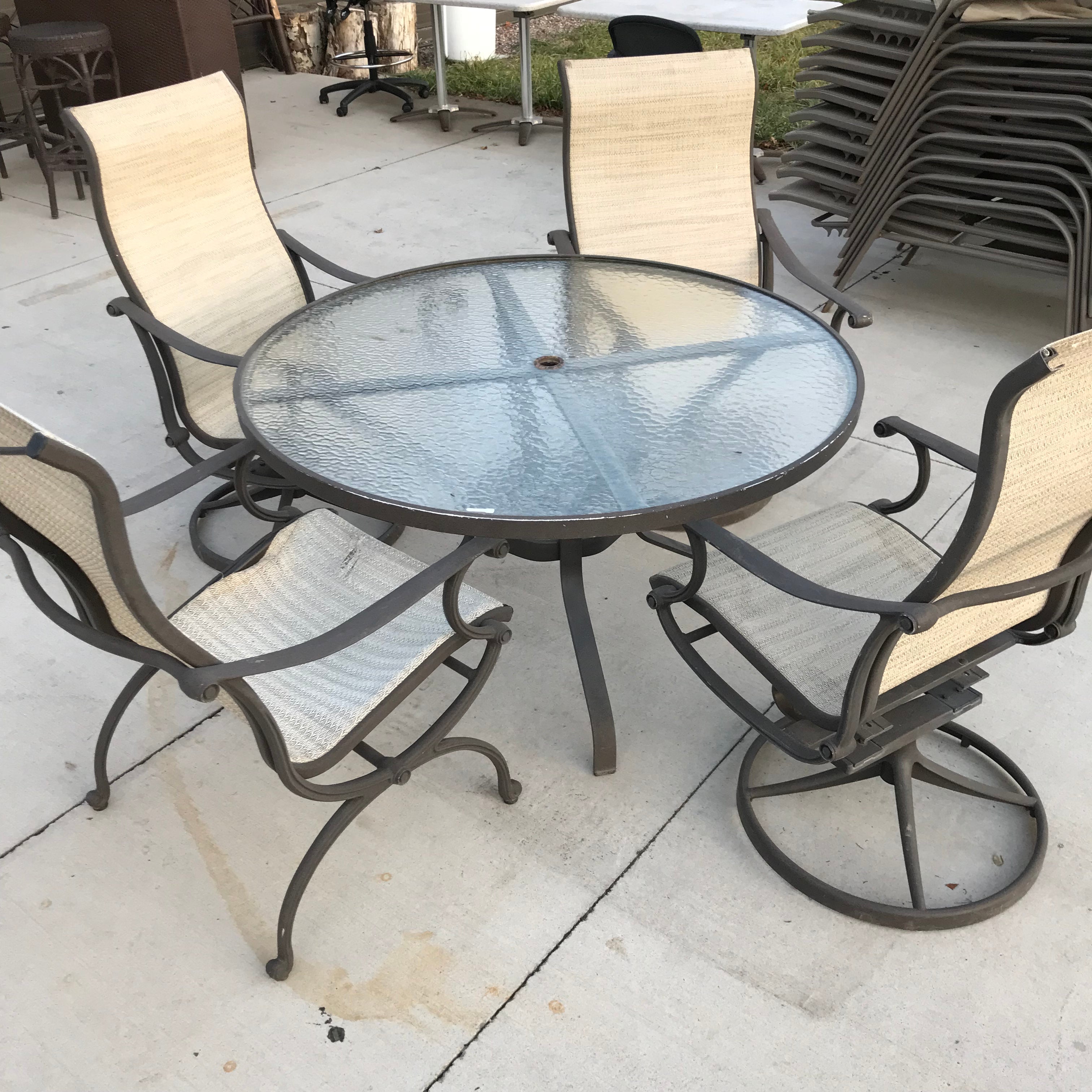 Glass Patio Table Set w/(4)Chairs