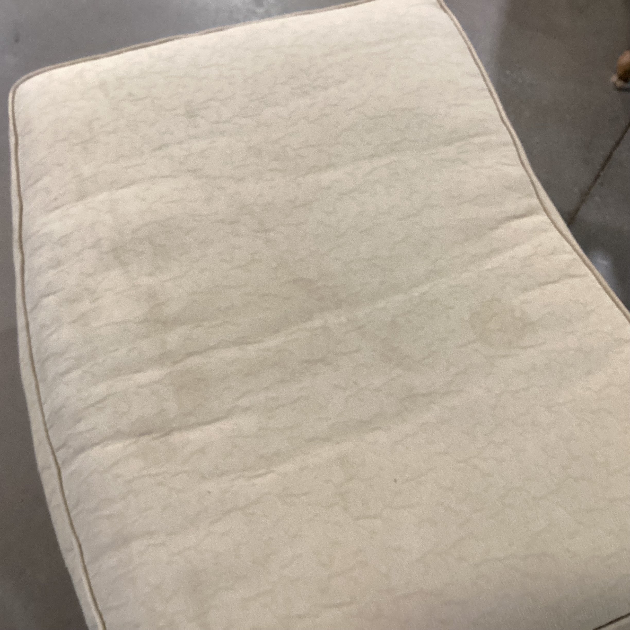 French Provincial Style Carved Antiqued Washed Wood & Wheat Raised Texture with Ottoman Chair 36"x 38"x 42"